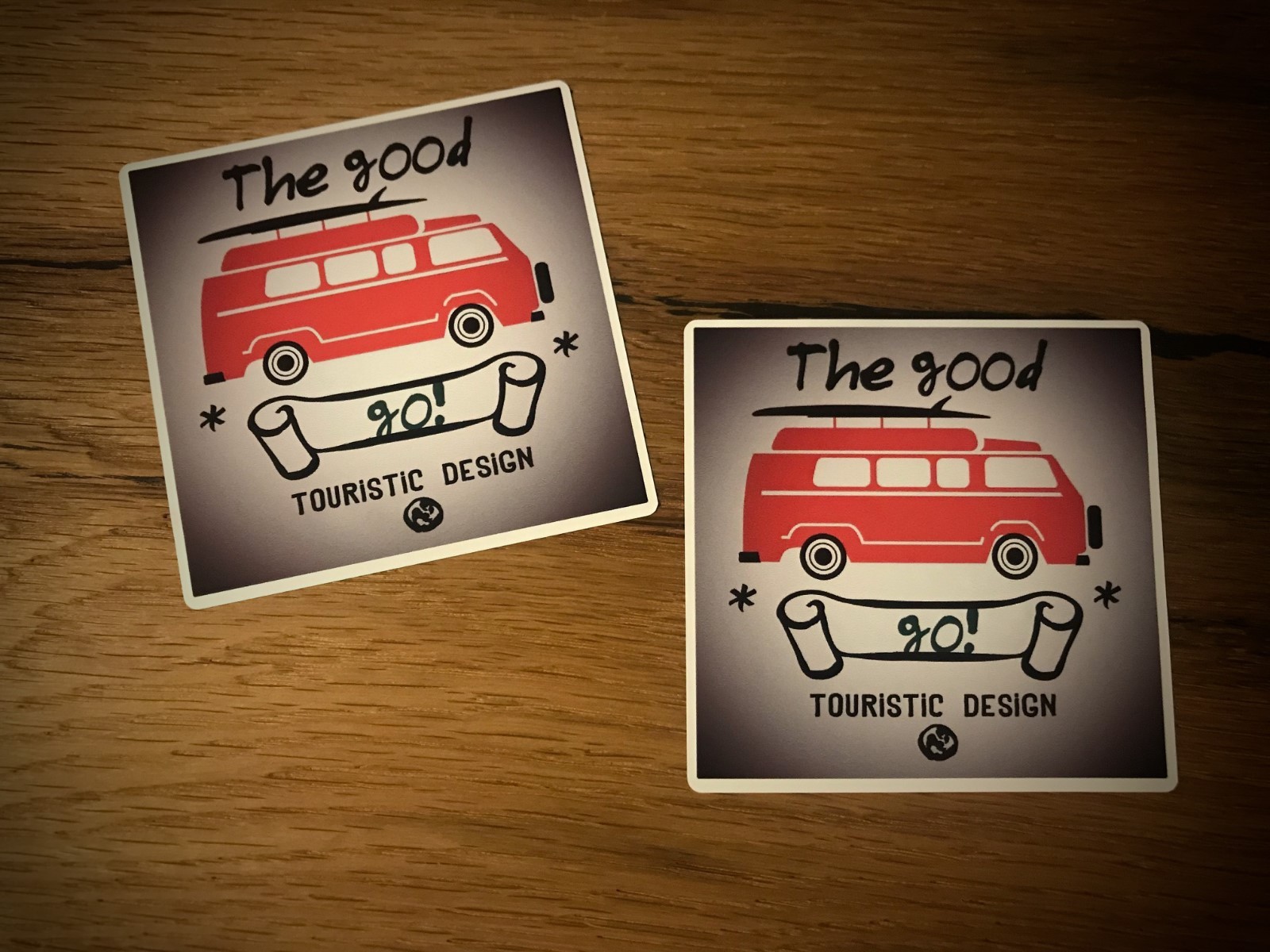 2x Travel Stickers Hippie Surf Surfing Bus World Travel Holiday Work & Travel #065