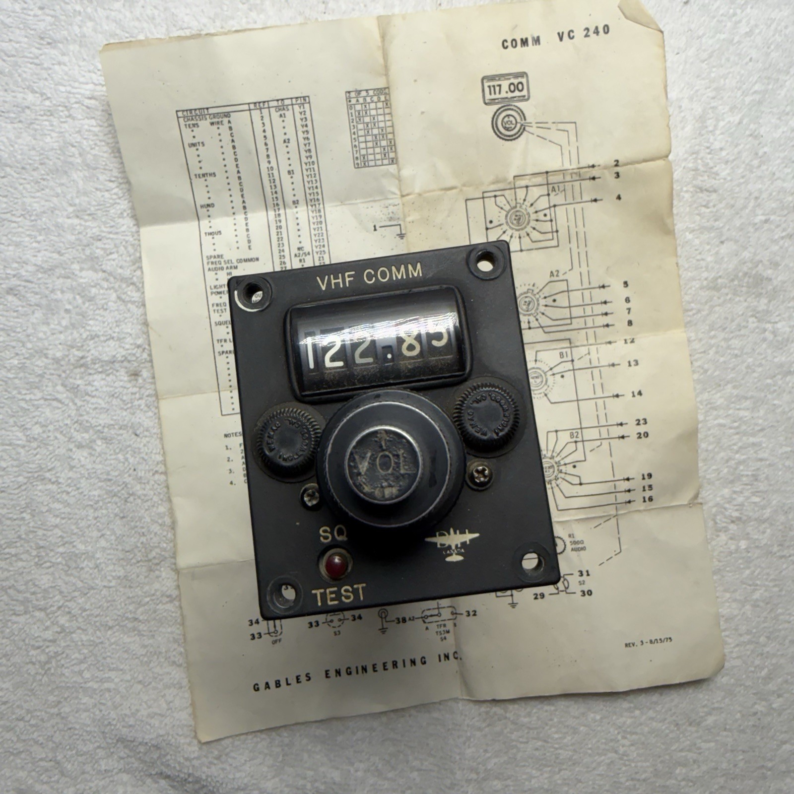 DHC de Havilland Canada VC240 Communications Control Head Unit