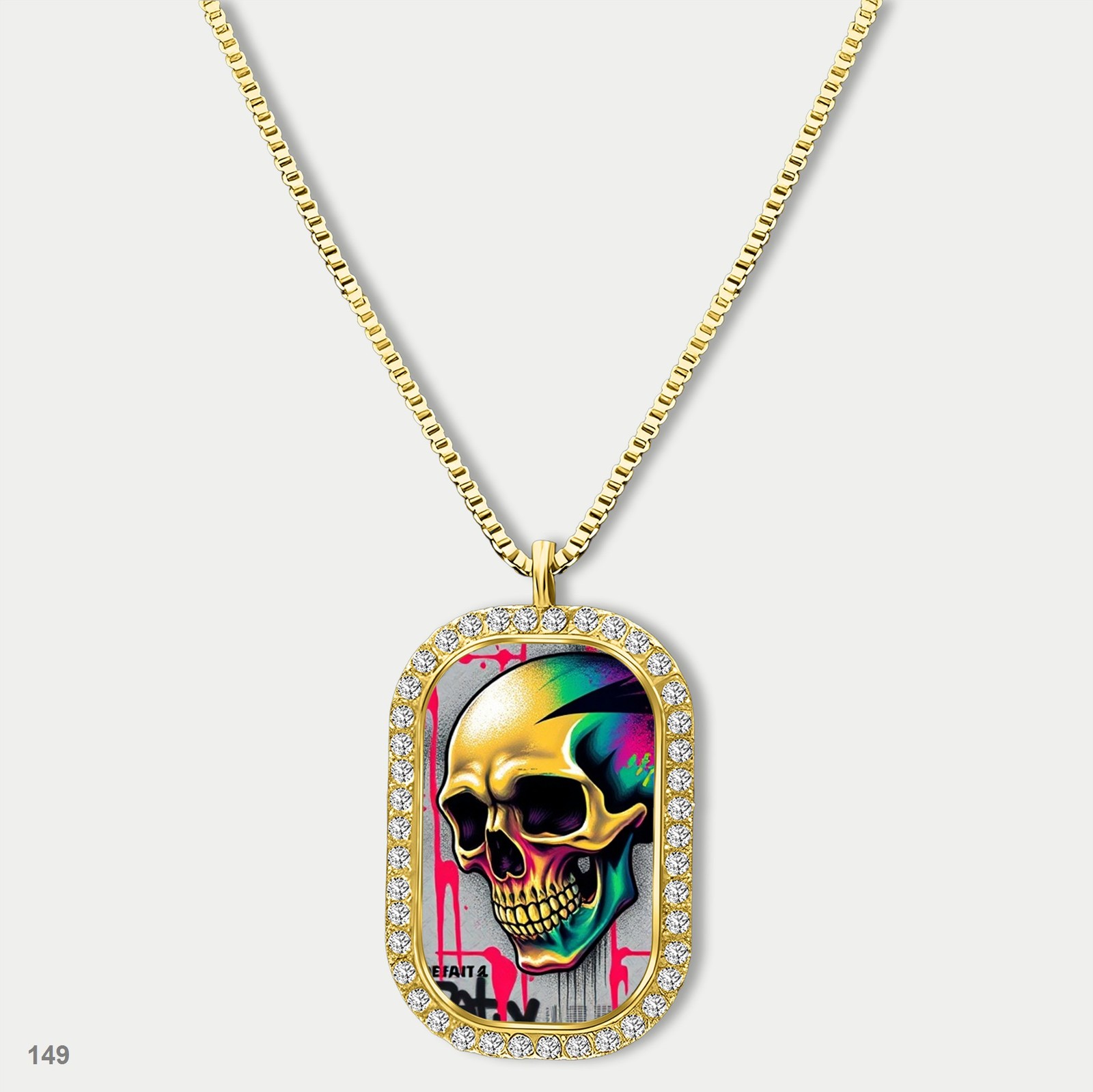 New Skeleton Graffiti Skull Fashion Pendant Necklace Chain Photo Dog Tag Chain G