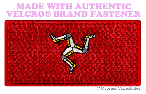 ISLE OF MAN FLAG PATCH MANX MANN EMBROIDERED EMBLEM w/ VELCRO® Brand Fastener