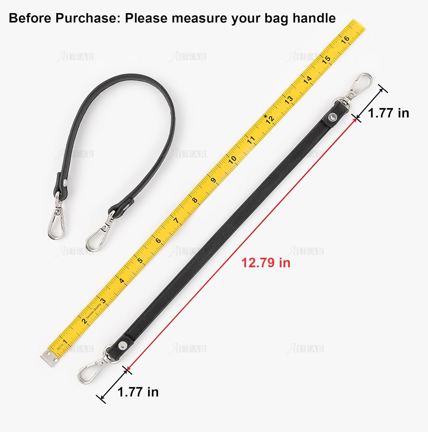 , 2 Pack Short Handbag Strap Replacement Handle for Small Purses, Black (12.79 I