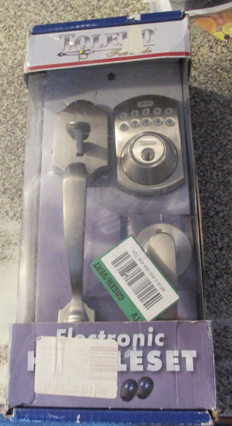 Toledo Electronic Door knob Handleset With Keypad In Satin Nickel New open box