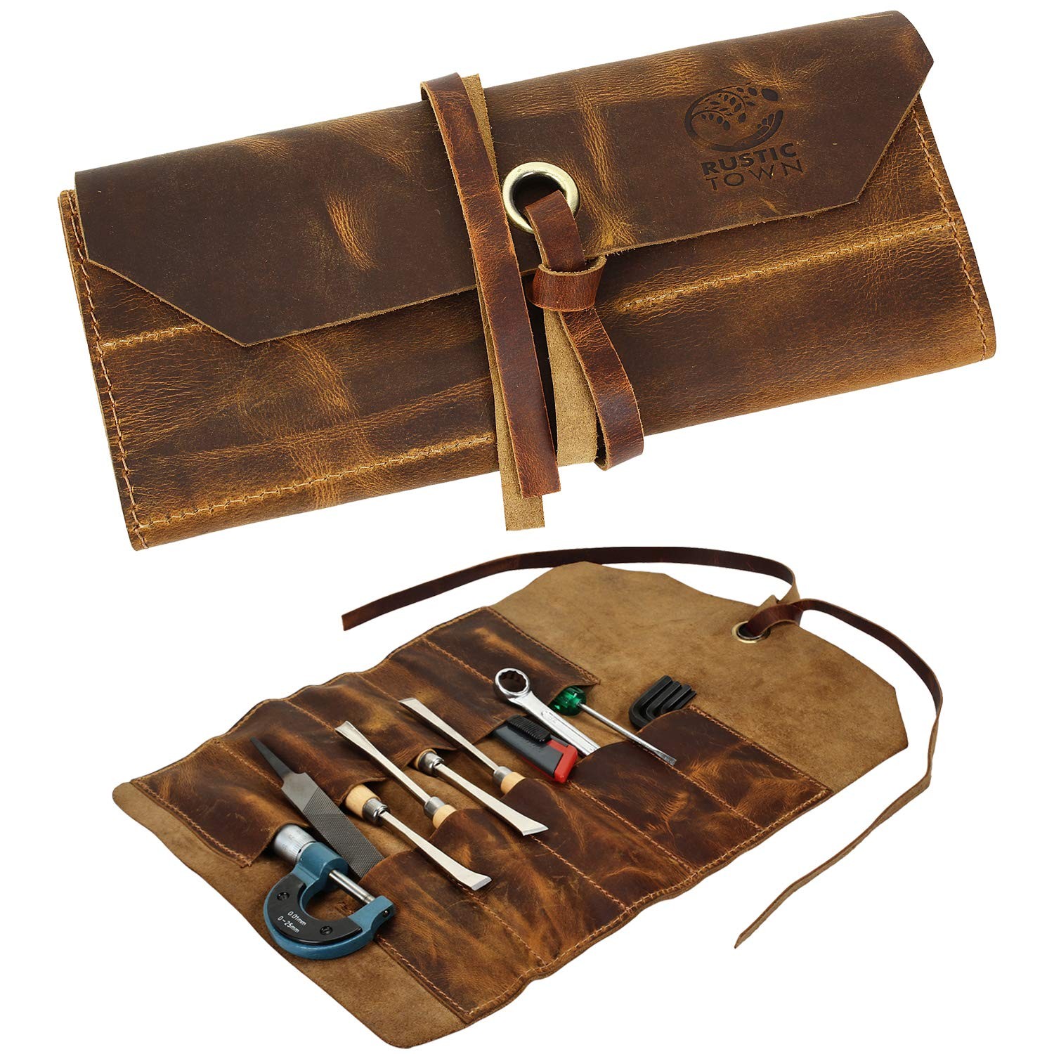 Leather Tool Roll Up Pouch  Leather Tool Wrench Roll/Chisel Bag by Rustic Town