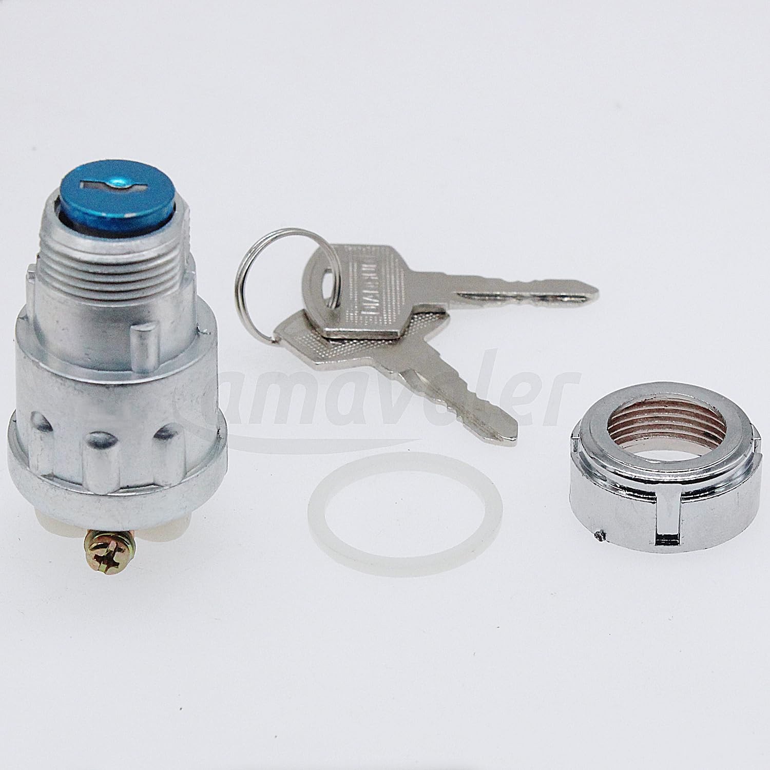 Amavoler 2 PCS 3 Wire Ignition Key Switch 3 Position Replacement M, Silver