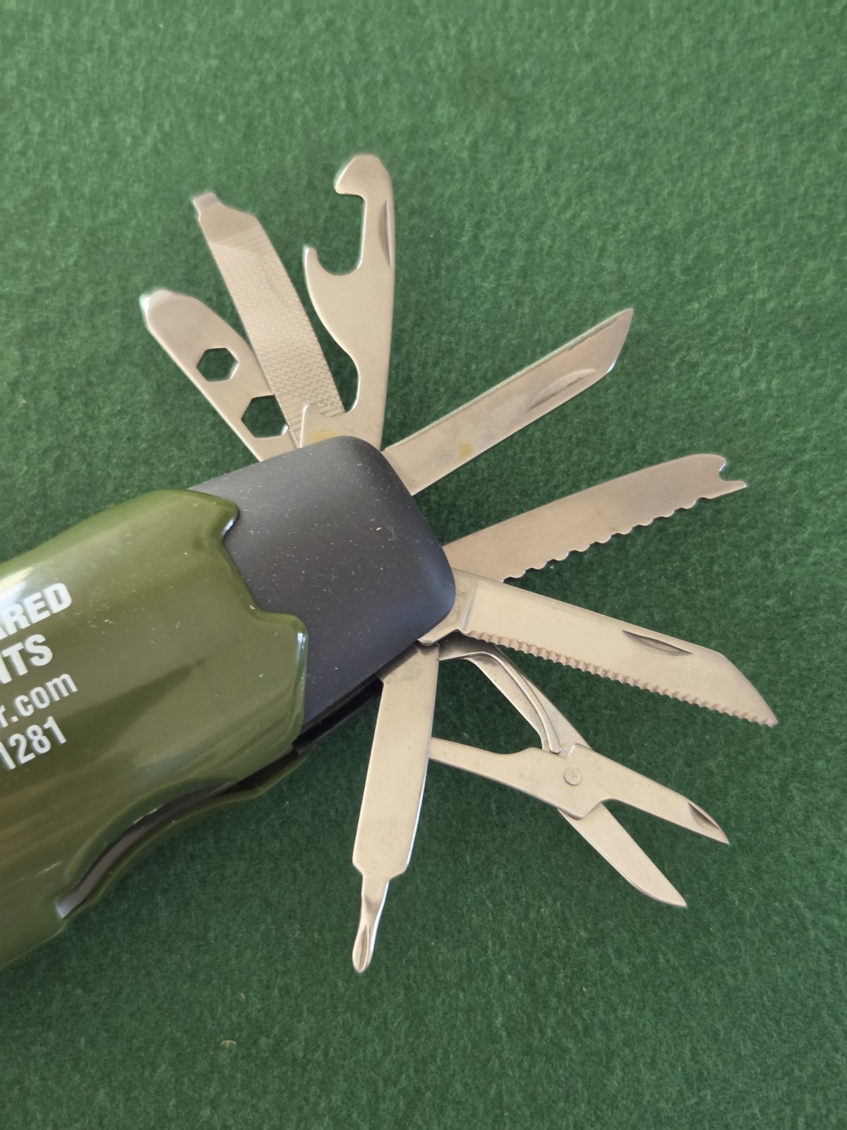 GREEN FLASH LIGHT 8 BLADE MULTI-TOOL ADVERTISING JERSEY INFRARED