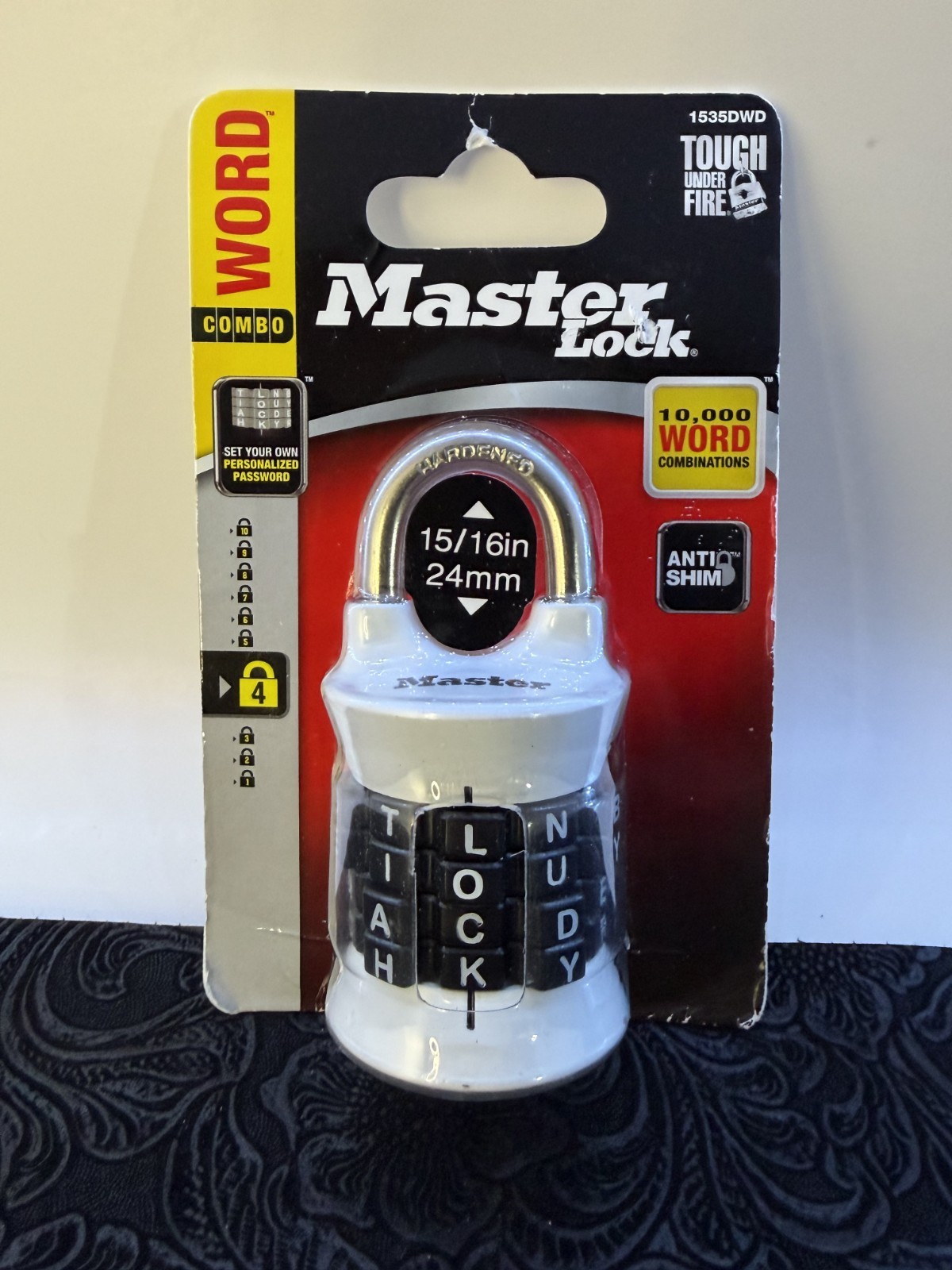 Master Lock Word Combination Lock BLACK, Set Your Own Word Letter