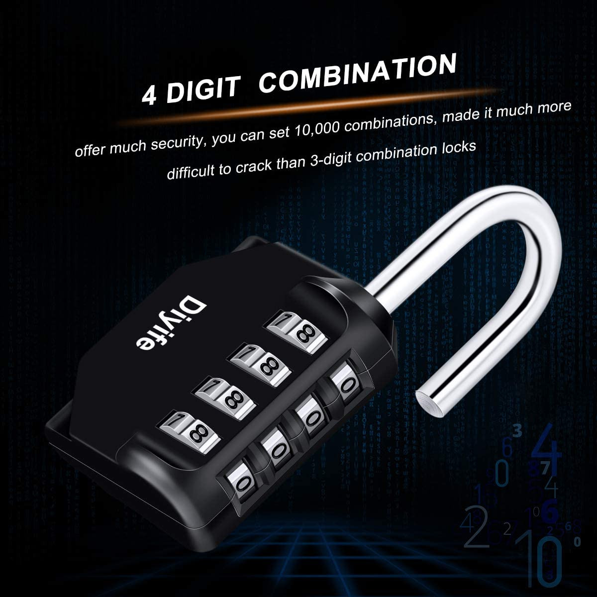Combination Padlock, 4 Digit Locker Lock Weatherproof Lock Outdoor Combination