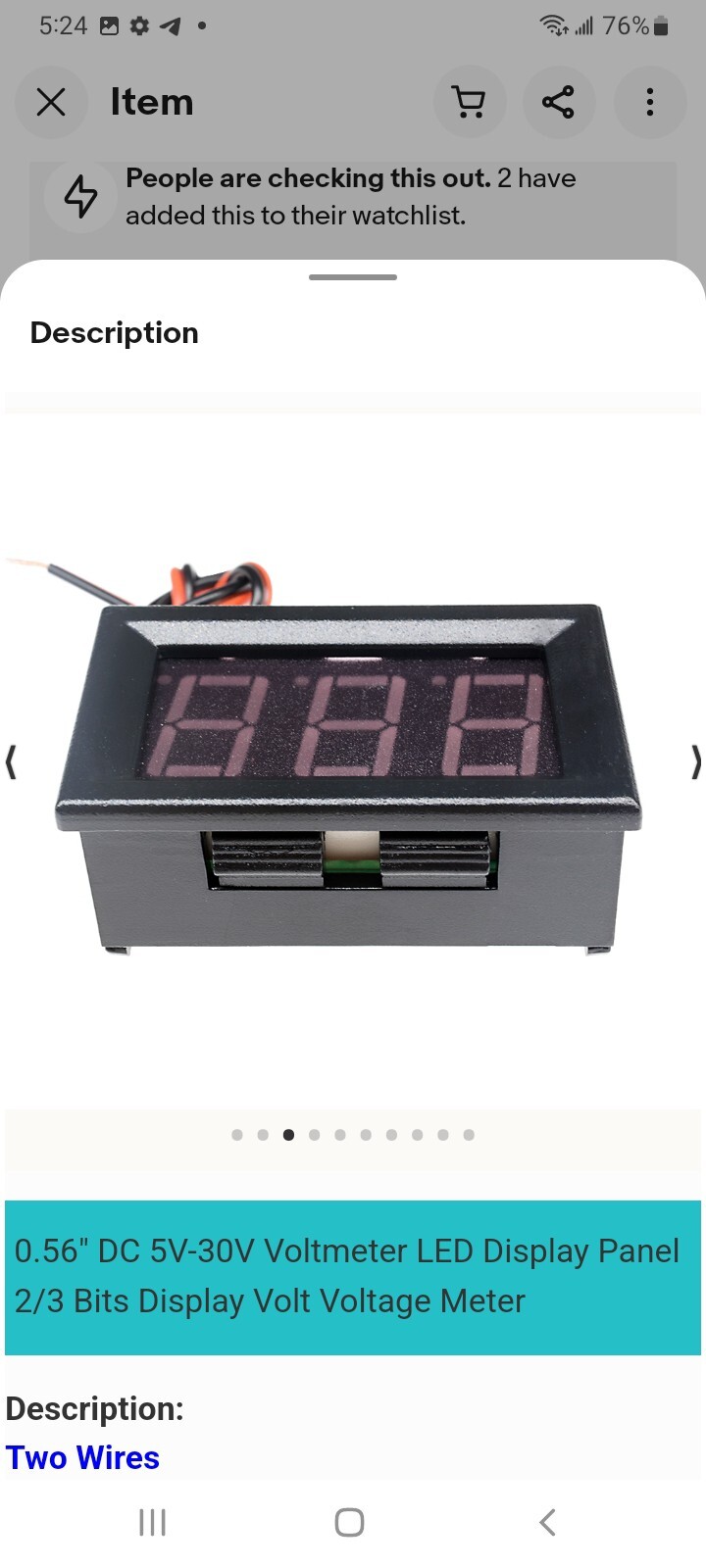 HOBBYIST - 4.5 - 30 VDC PANEL MOUNTABLE DIGITAL VOLTMETER. .56" RED LED READOUT.