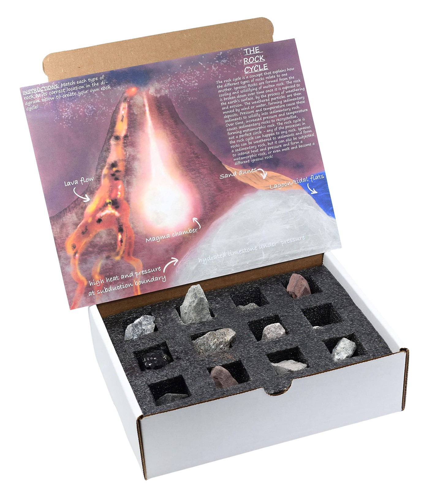 EISCO Rock Cycle Kit - 12 Pieces - Metamorphic, Igneous Sedimentary Rocks - ...