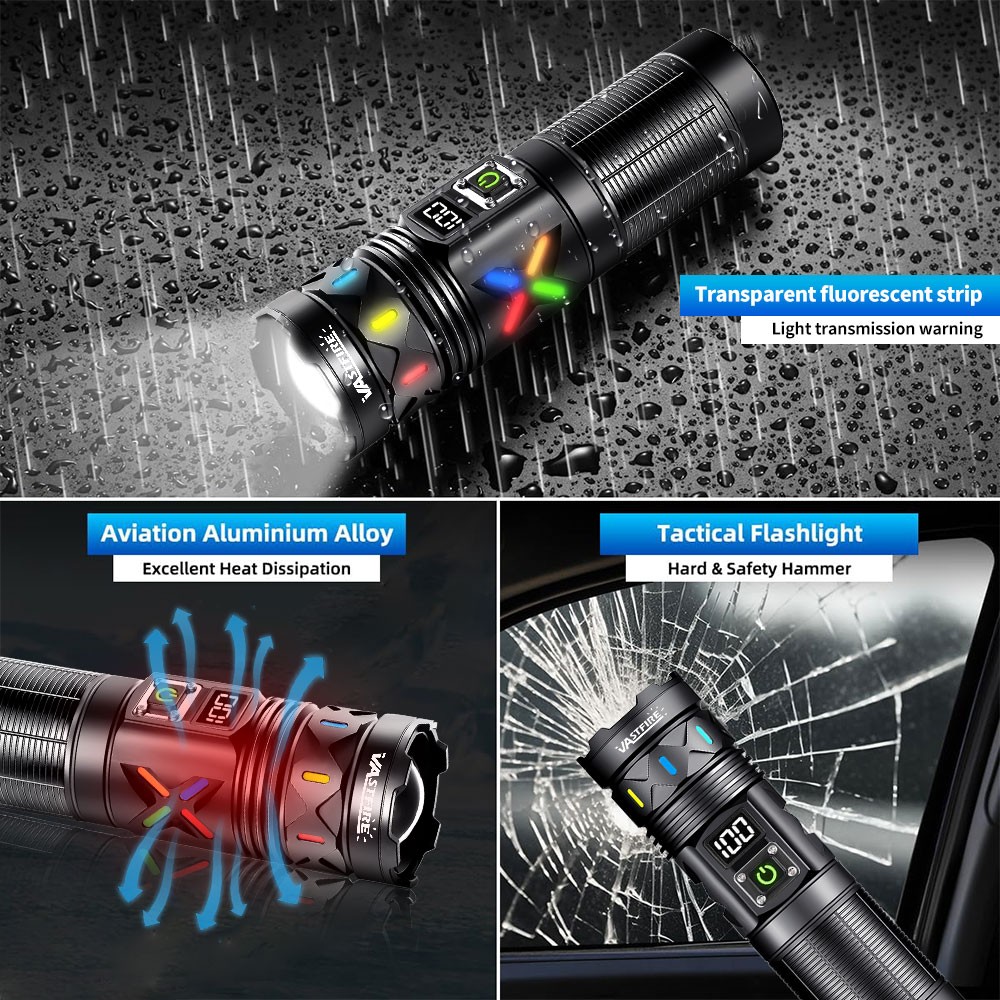 Long Range White Laser LED Flashlight Torch USB Charging Light Telescopic Zoom