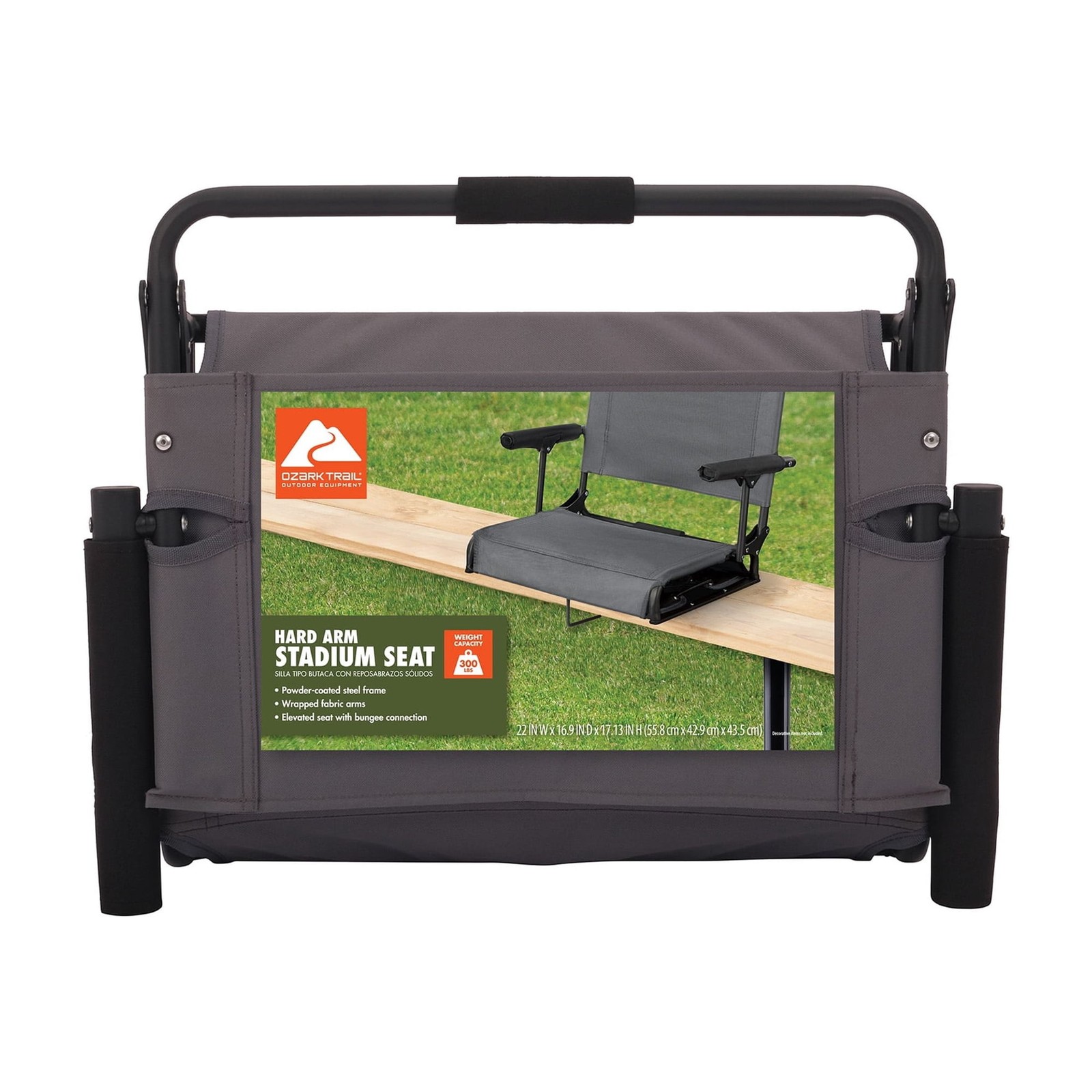 Ozark Trail Hard Arm Stadium Seat, Gray
