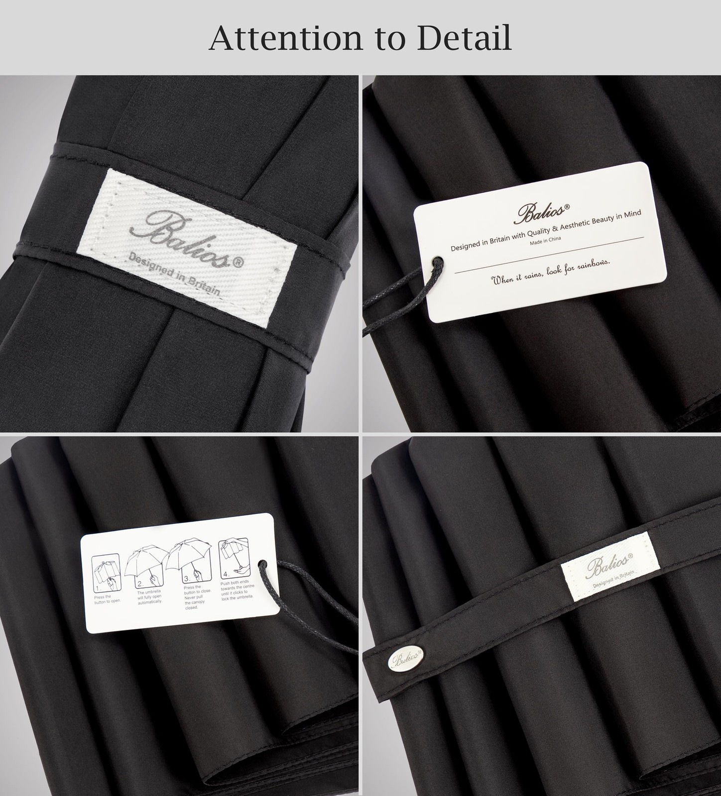 Travel Umbrella with Wood Handle | Auto Open, Close, Vented, Windproof Black