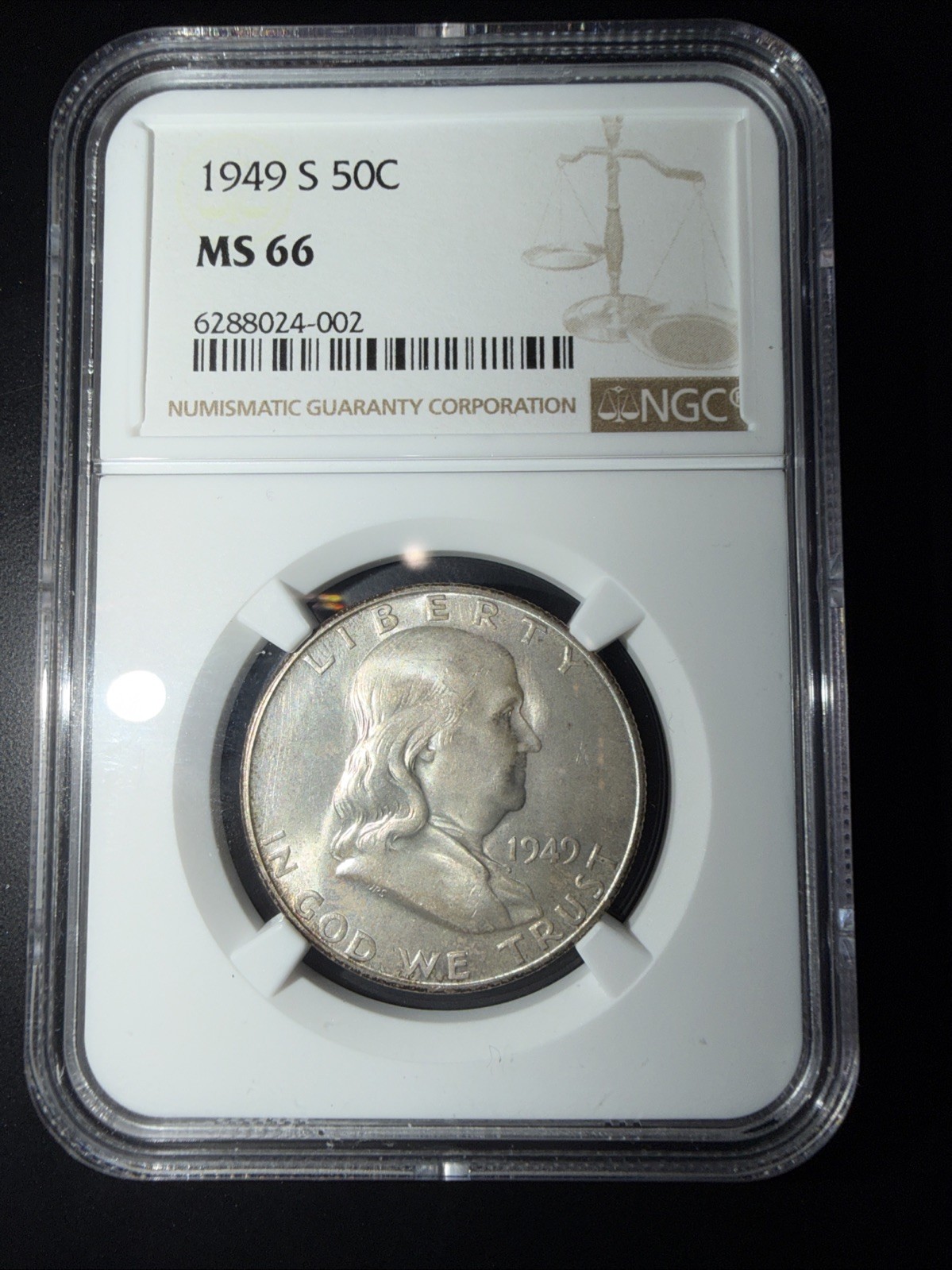 1949-S Franklin Silver Half Dollar NGC MS 66