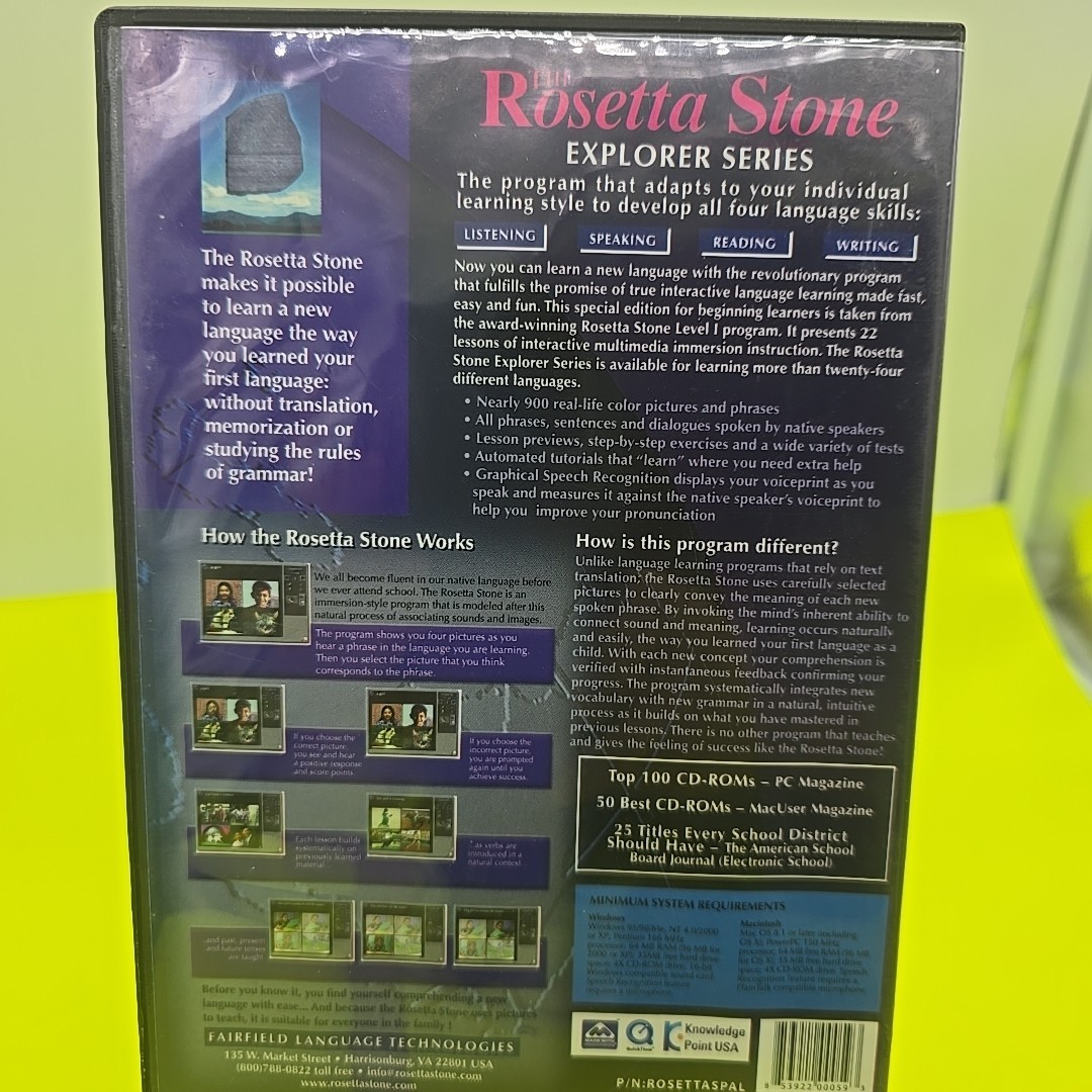 Rosetta Stone Spanish Explorer CD runs under Windows XP