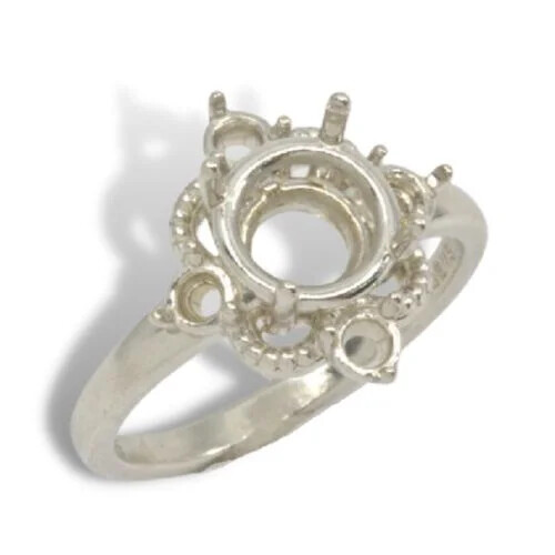 Round Accented Milgrain Pre-notched Ring Mounting