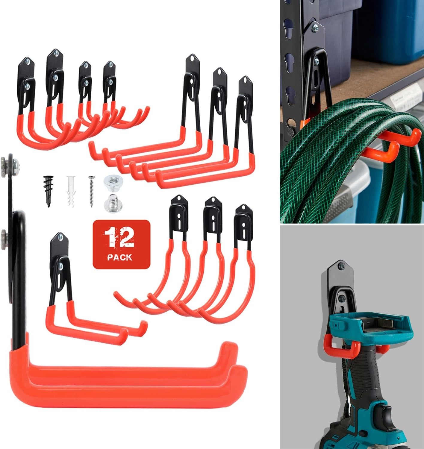 Wallmaster 7-Pcs Boltless Shelving Hooks, 400lbs, Adjustable Garage Storage