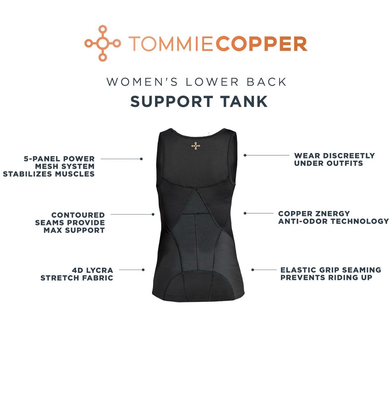 Tommie Copper Women’s NUDE Tank With Lower Back Support Size LARGE