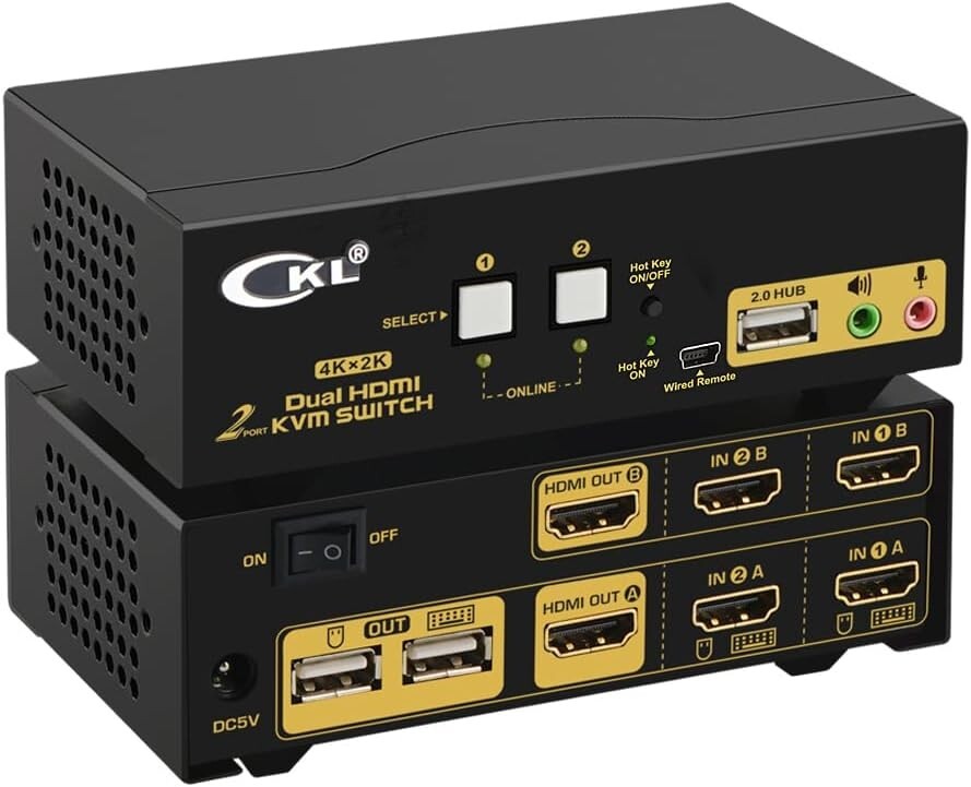 CKL HDMI KVM 2 Port 4K Dual Monitor Extended Display (CKL-922HUA)