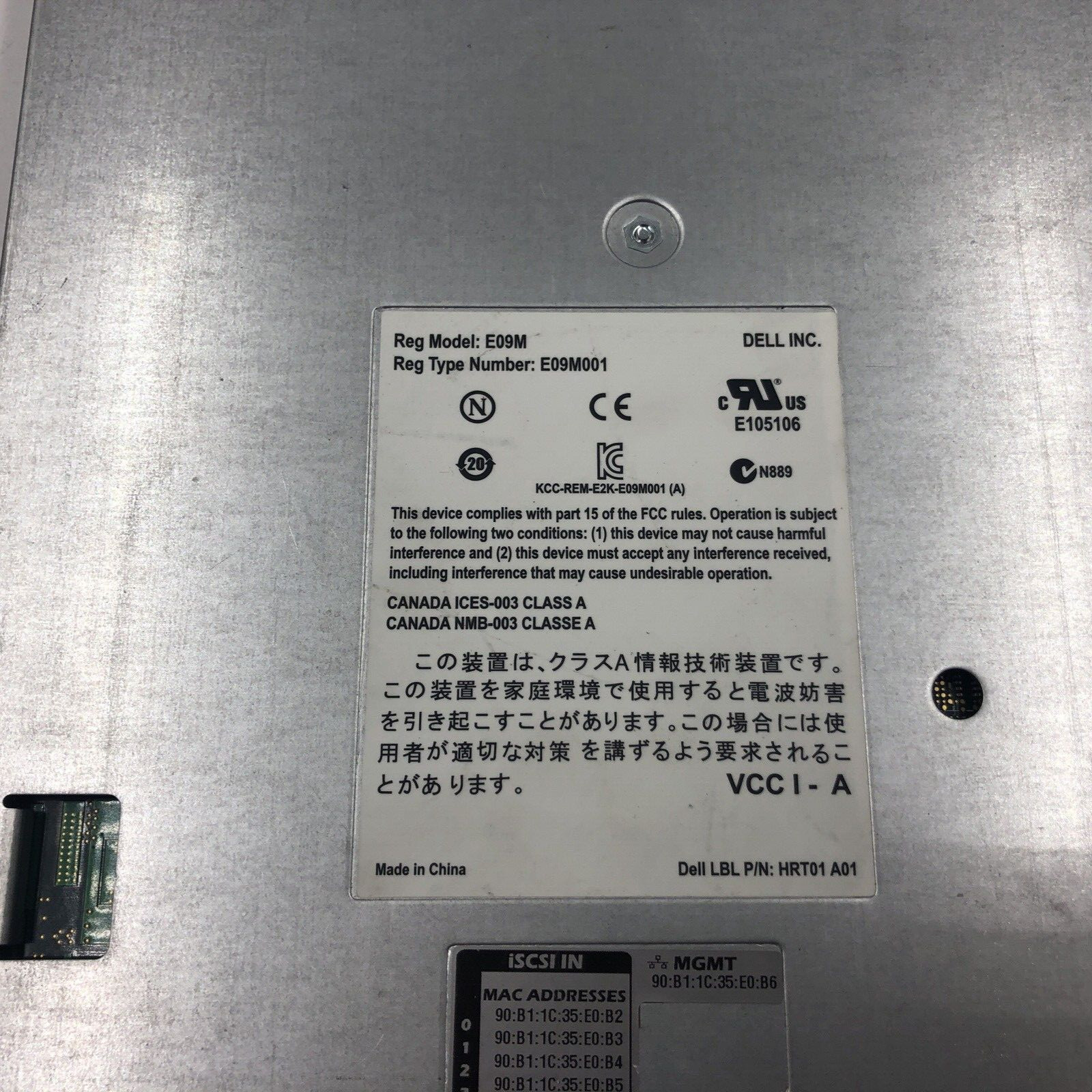 DELL EQUALLOGIC CONTROL MODULE TYPE 11 CONTROLLER MODULE E09M001 E09M