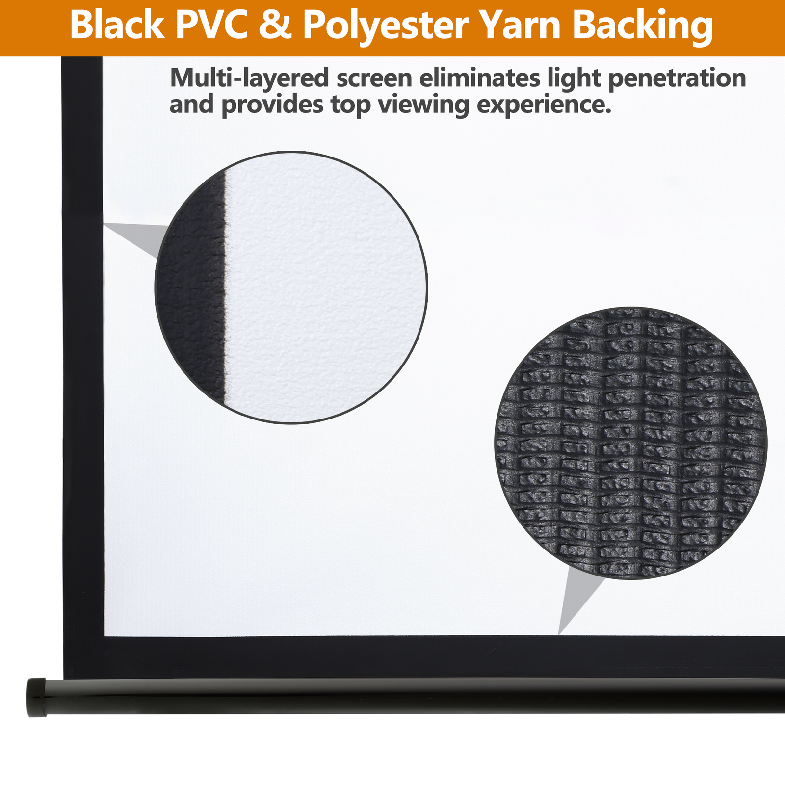 72" Black Movie Projection Screen for Outdoor Indoor 4:3 Foldable 160° Viewing
