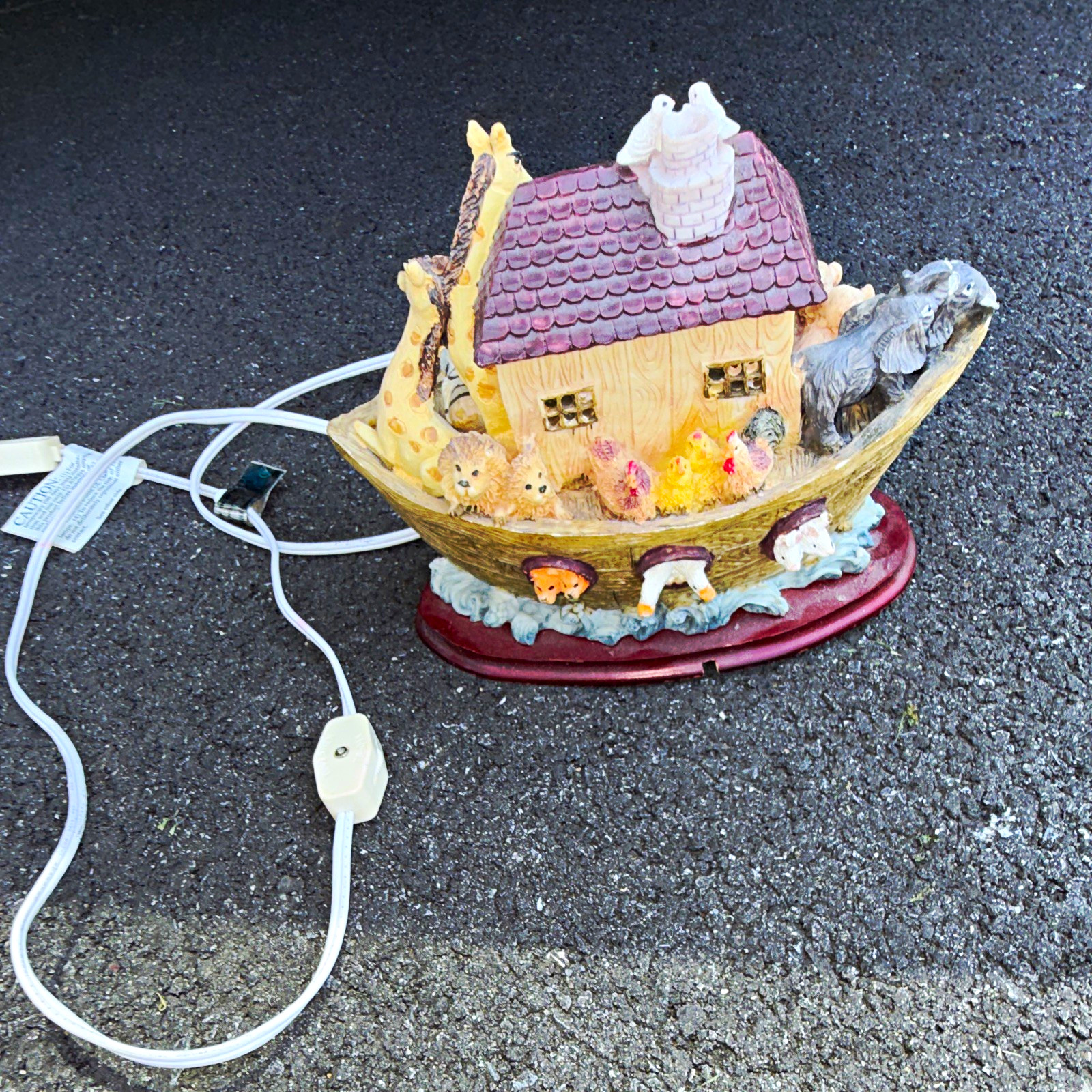 Noah’s Ark Resin Corded Night Light w/ On/Off Switch, Multicolor Painted