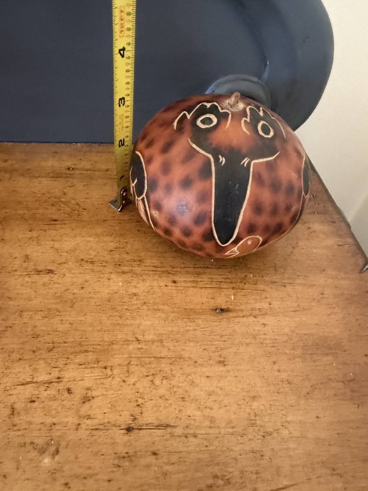 Peruvian Folk Art Bird Gourd Carved Hand Painted Peru Carving Vintage