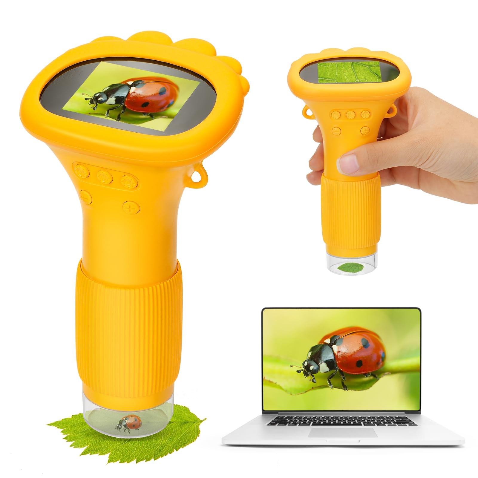 Kids Microscope Pocket Microscope, 2 IPS Screen 1000X Portable Microscope for...