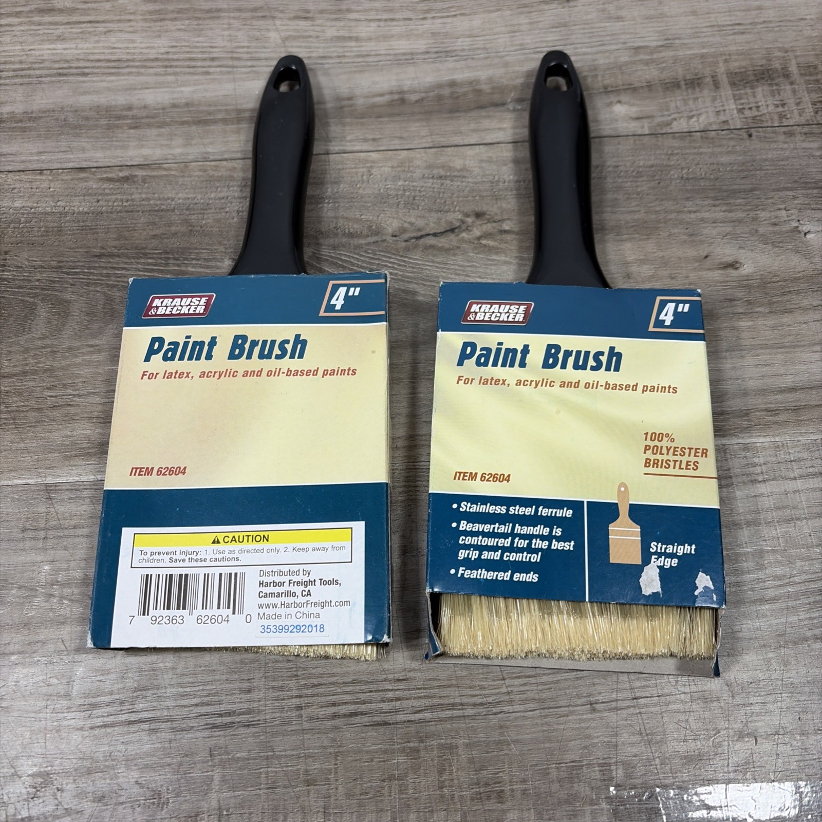 Lot Of 2 Krause Becker 4" Inch Paint Brush Latex / Acrylic/ Oil Based Paints