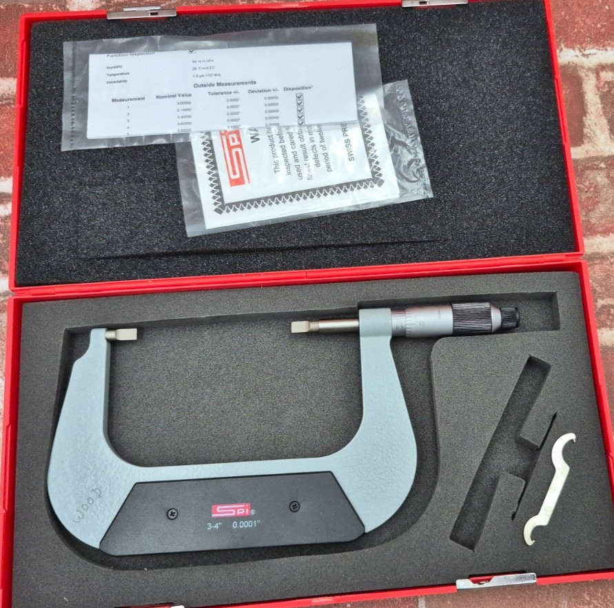 SPI 13-815-6 Blade Micrometer 3-4" 0.0001" With Case