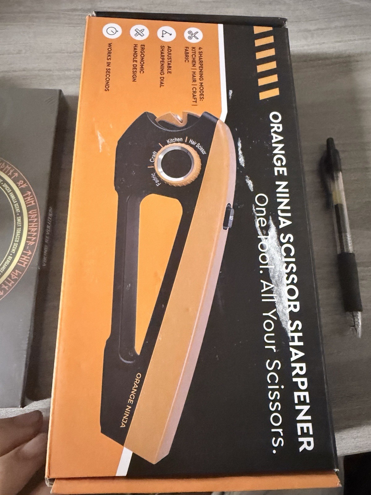 Orange Ninja Scissors Sharpener – 4 Angle Settings for Kitchen, Fabric, Hair ...