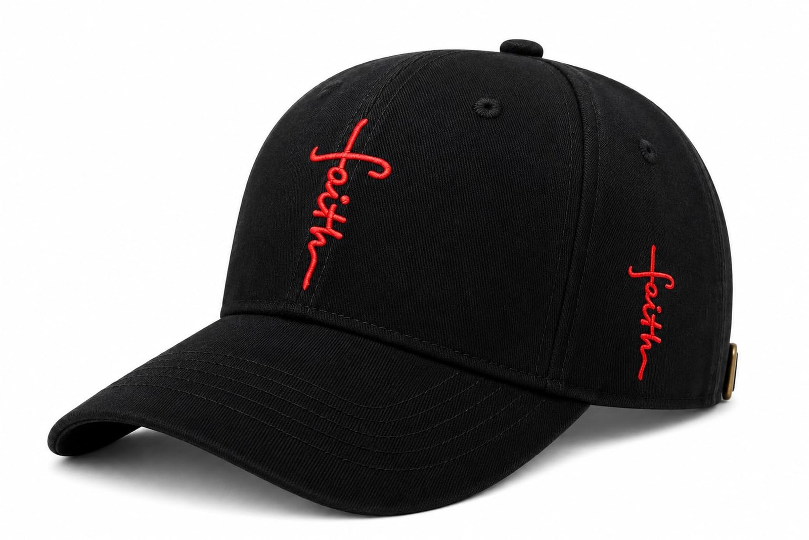 Christian Baseball Cap Embroidered Faith Cross Hat Adjustable Structured Fron...