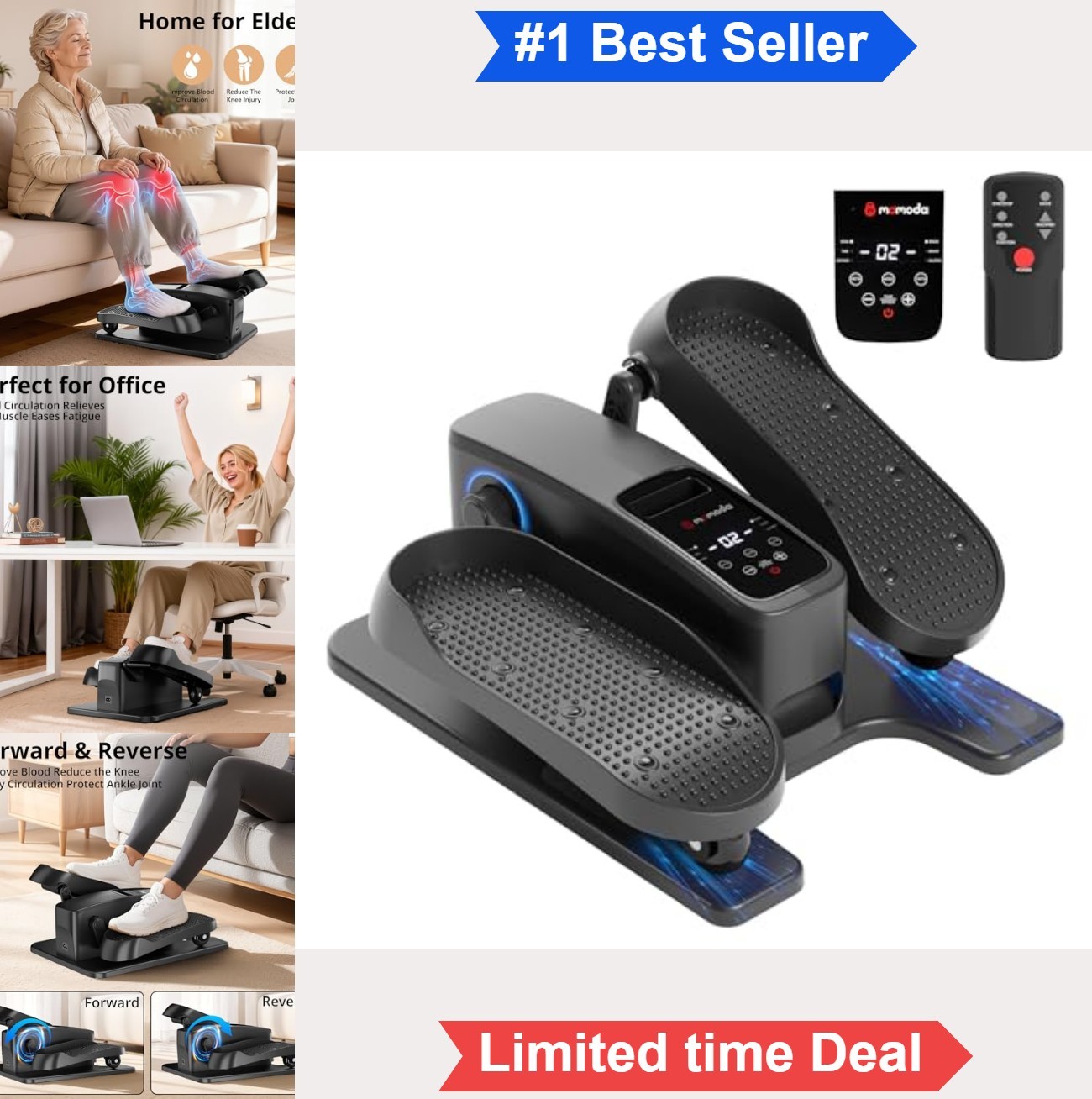 Under Desk Elliptical Machine Electric Seated Pedal Exerciser 12 Programs Remote