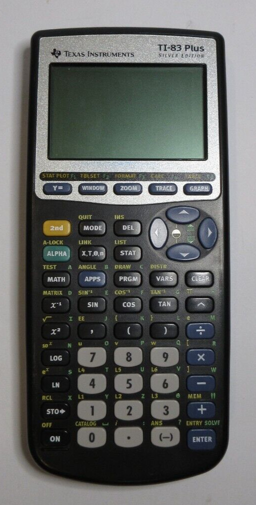 Texas Instruments TI-83 Plus Silver Edition Graphing Calculator & Cover UNTESTED
