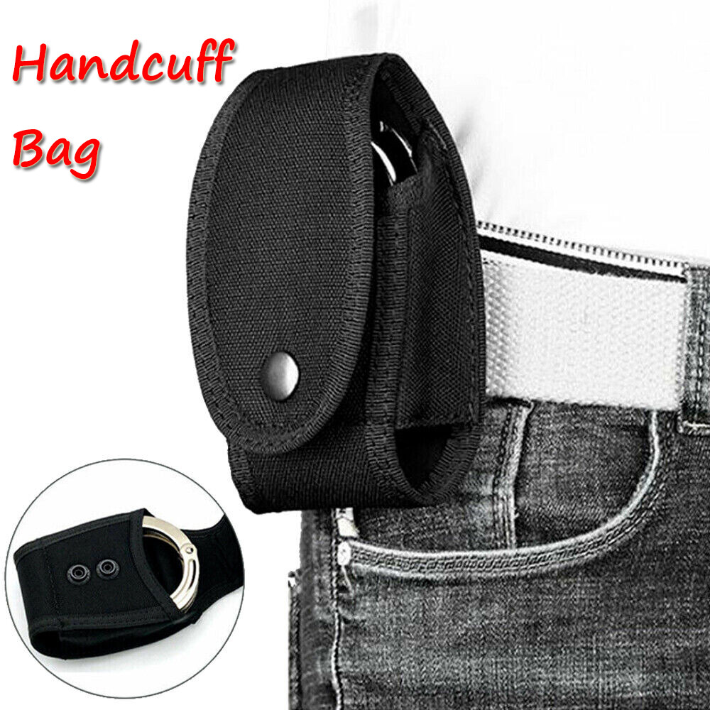 Tactical Handcuff Holder Bag Case Molle Pouch Hunting Belt Waist Holster Black