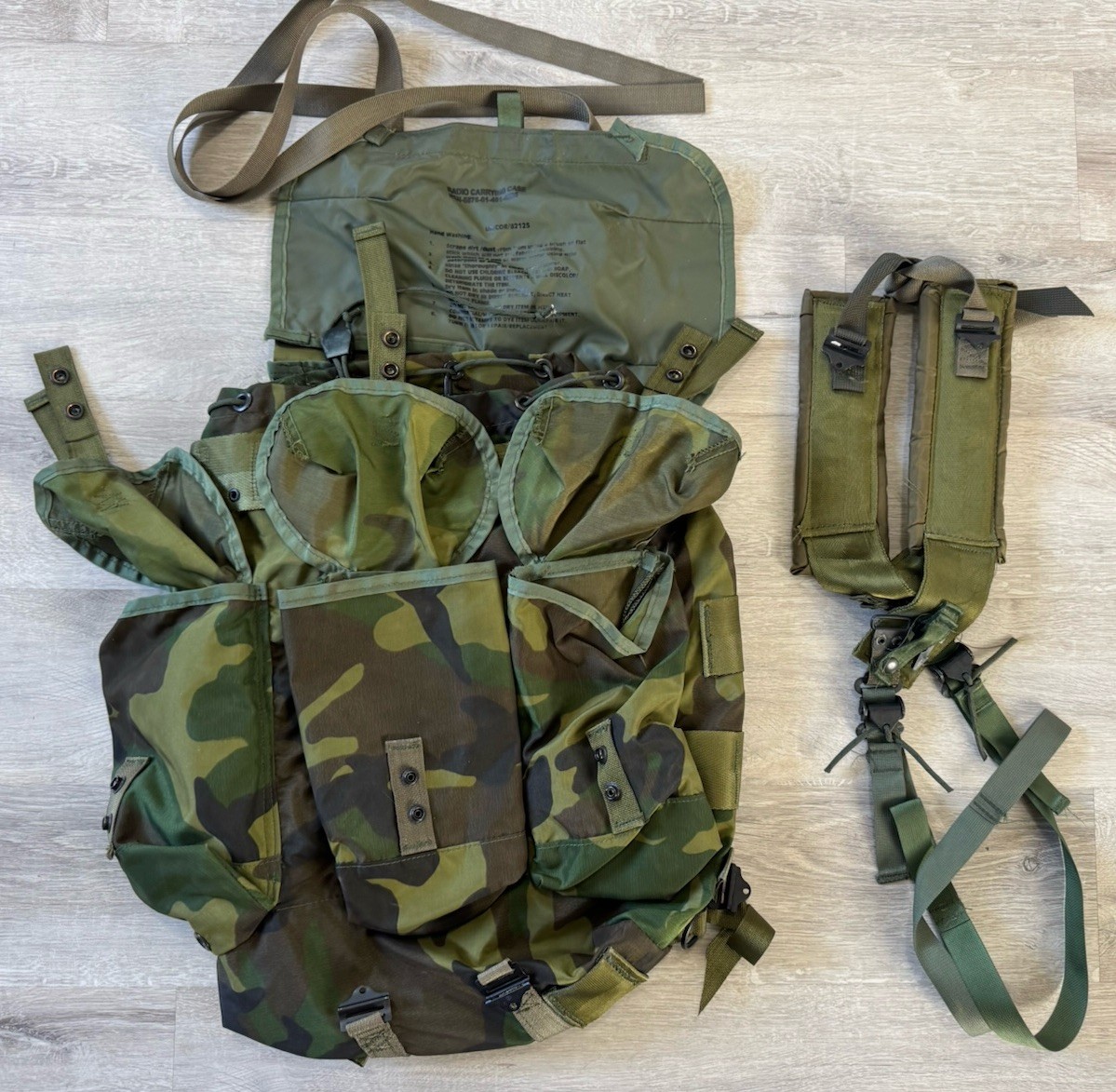 NOS USGI ALICE PRC Radio Carrying Case Combat Field Pack WOODLAND & Straps