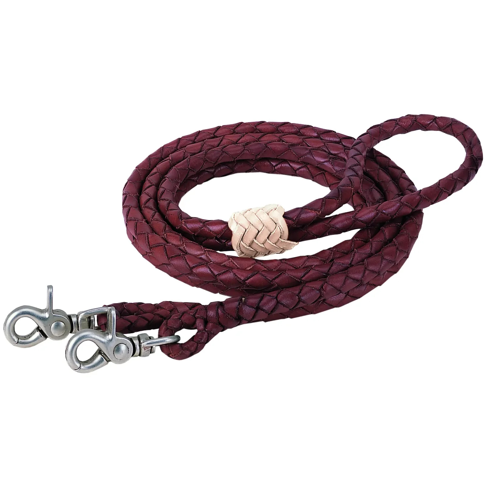 Weaver Leather Round Braided Latigo Leather Roper Rein - Brown, 3/8” x 8' -