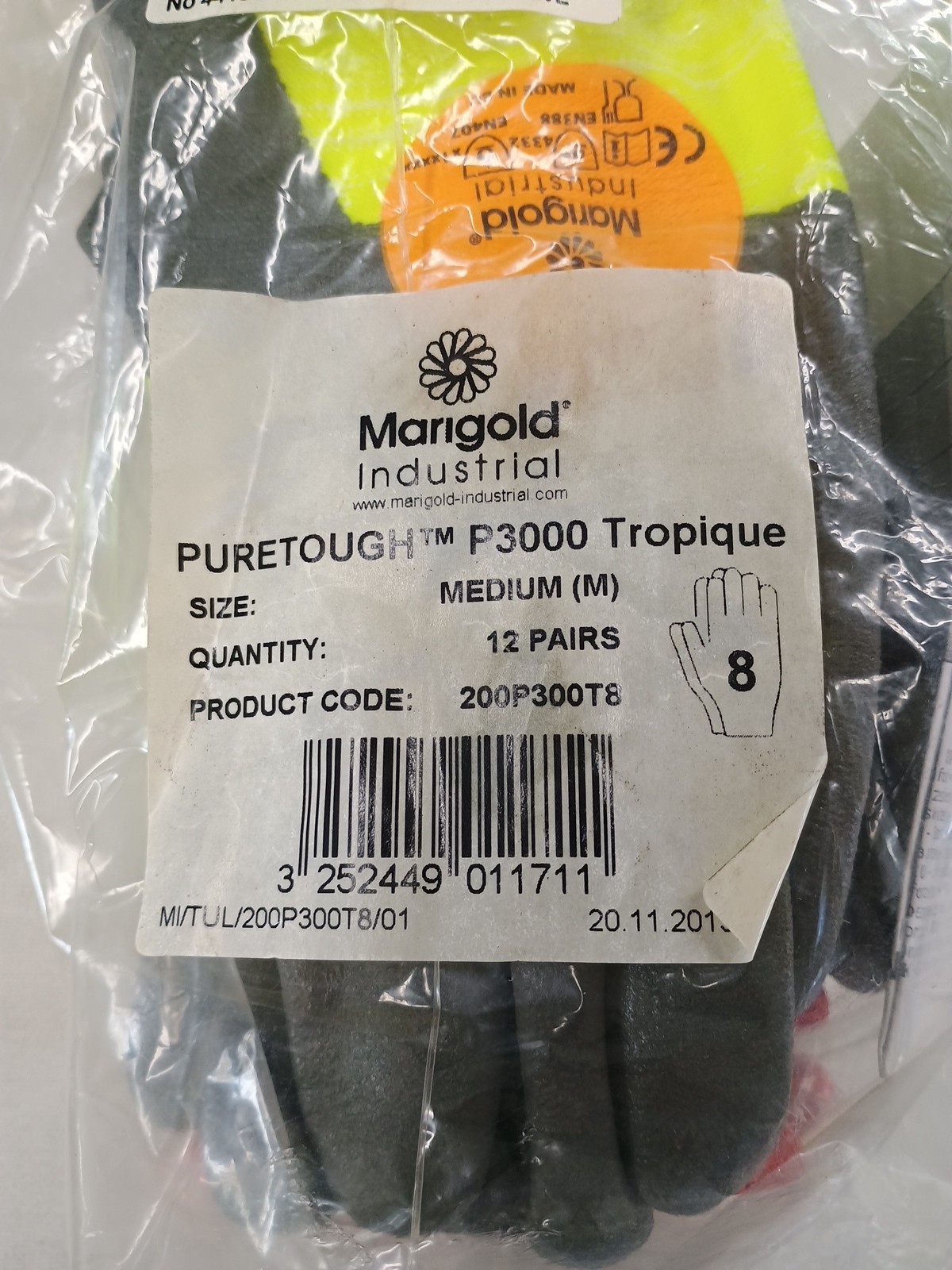 Marigold Puretough P3000 work Protective Gloves Size 8 Medium Only 3 prs