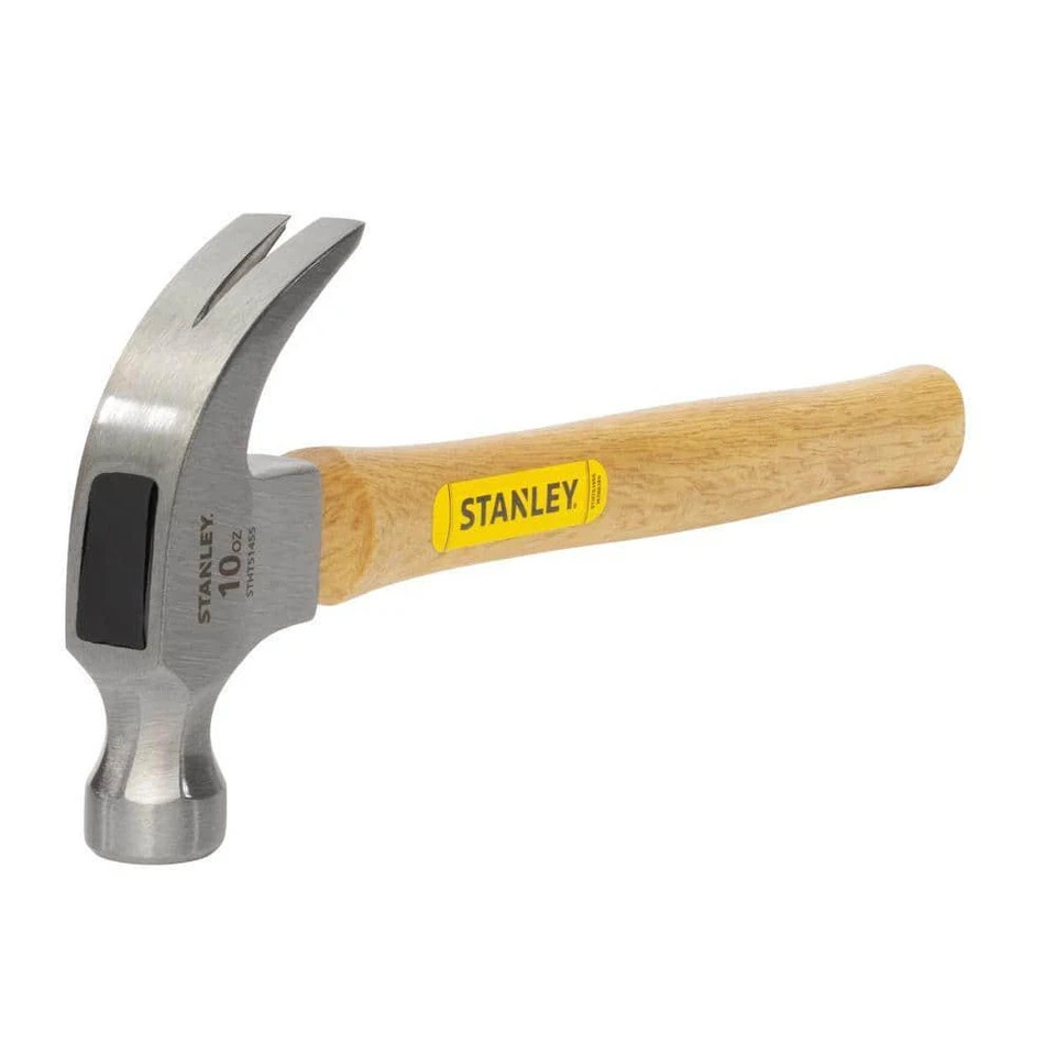 10 oz. Curved Claw Hammer with 9-3/4 in. Wood Handle Wooden Steel Face Tool New