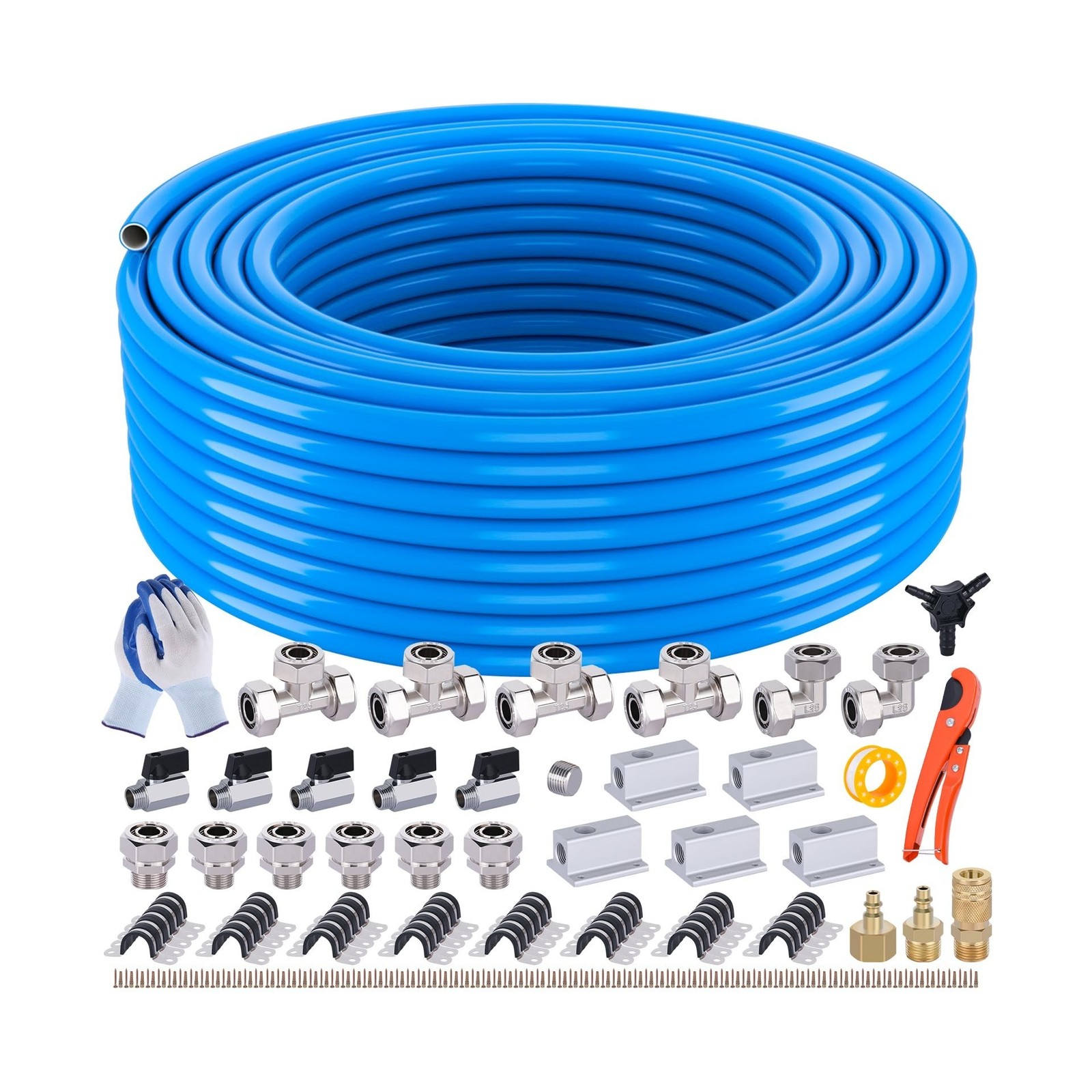 Compressed Air Line Kit, 3/4 Inch ID x 200FT HDPE-Aluminum Compressed Air Pip...