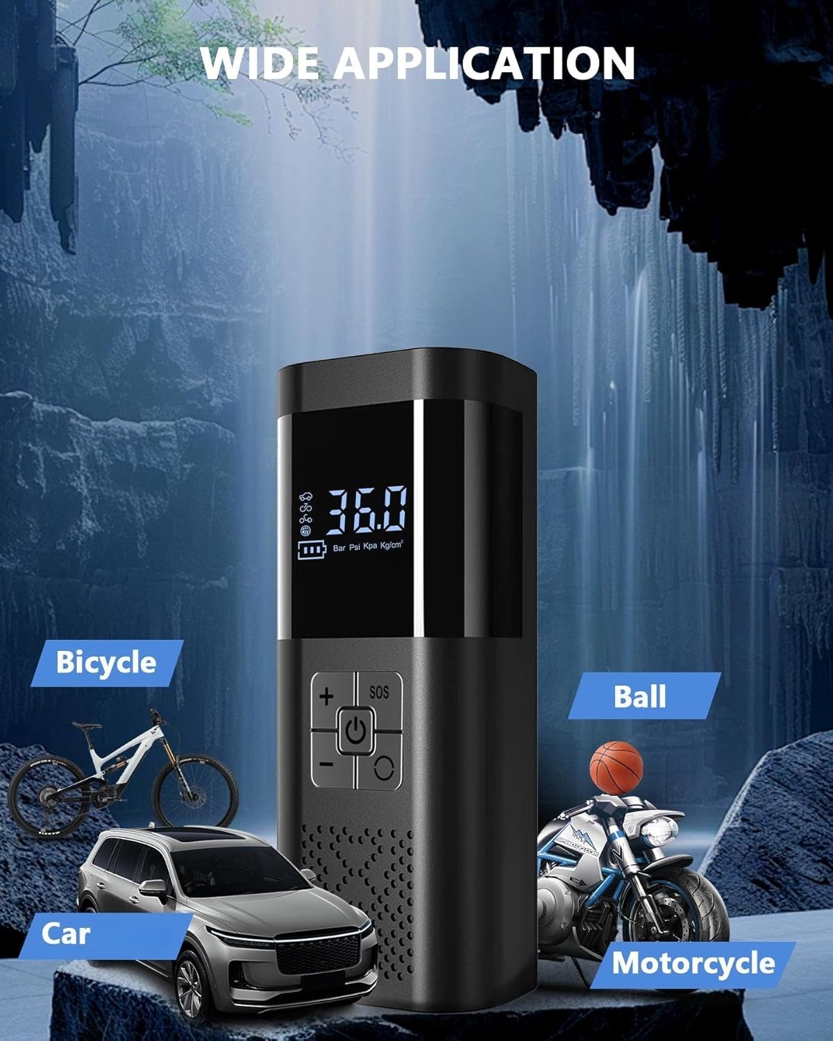 150PSI Tire Inflator Portable Air Compressor Intelligent Cordless Car Air Pump