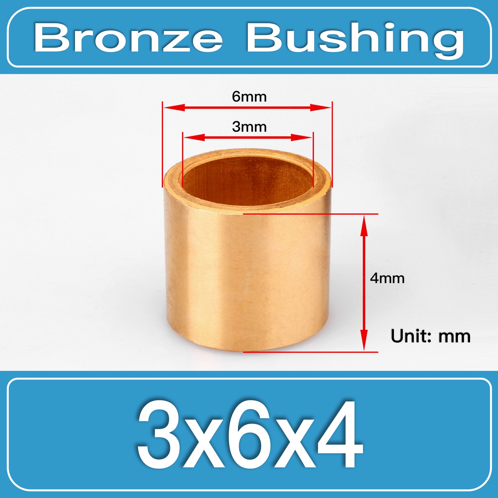 3x6x4mm SAE841 Sintered Bronze Self-Lubricating Sleeve Bushing 30PCS