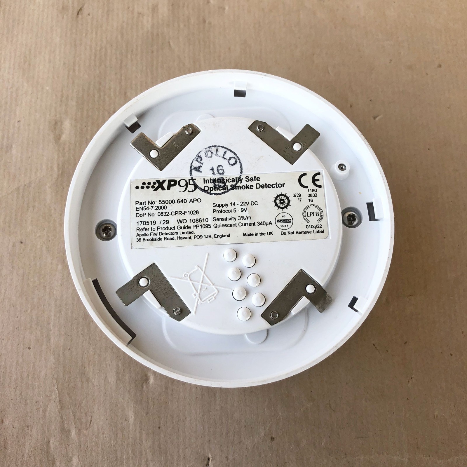 APOLLO XP95 OPTICAL SMOKE DETECTOR 55000-640 APO