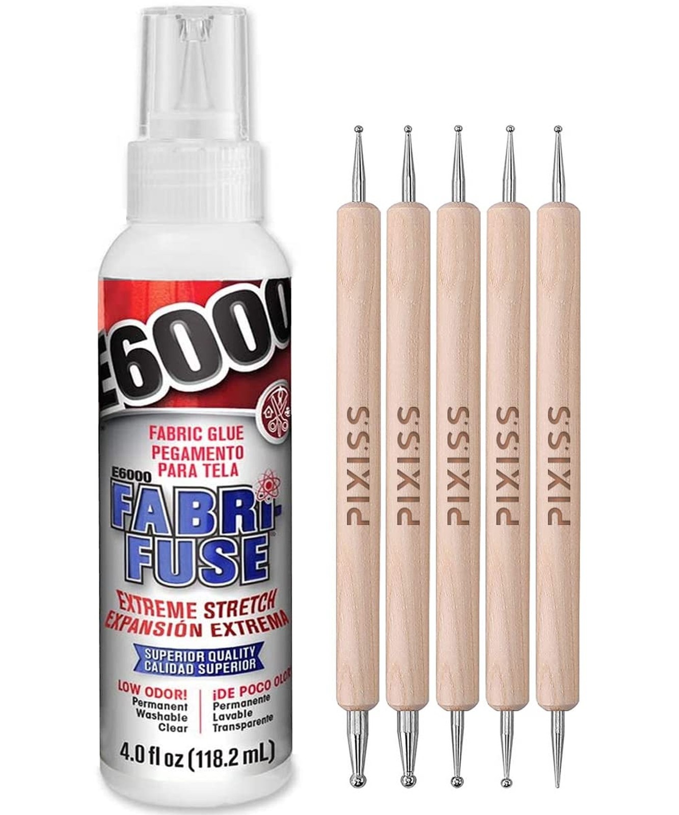 E6000 Fabri-Fuse Fabric Adhesive Glue (4-Ounce), for Rhinestones, Gems, 5-Pac...