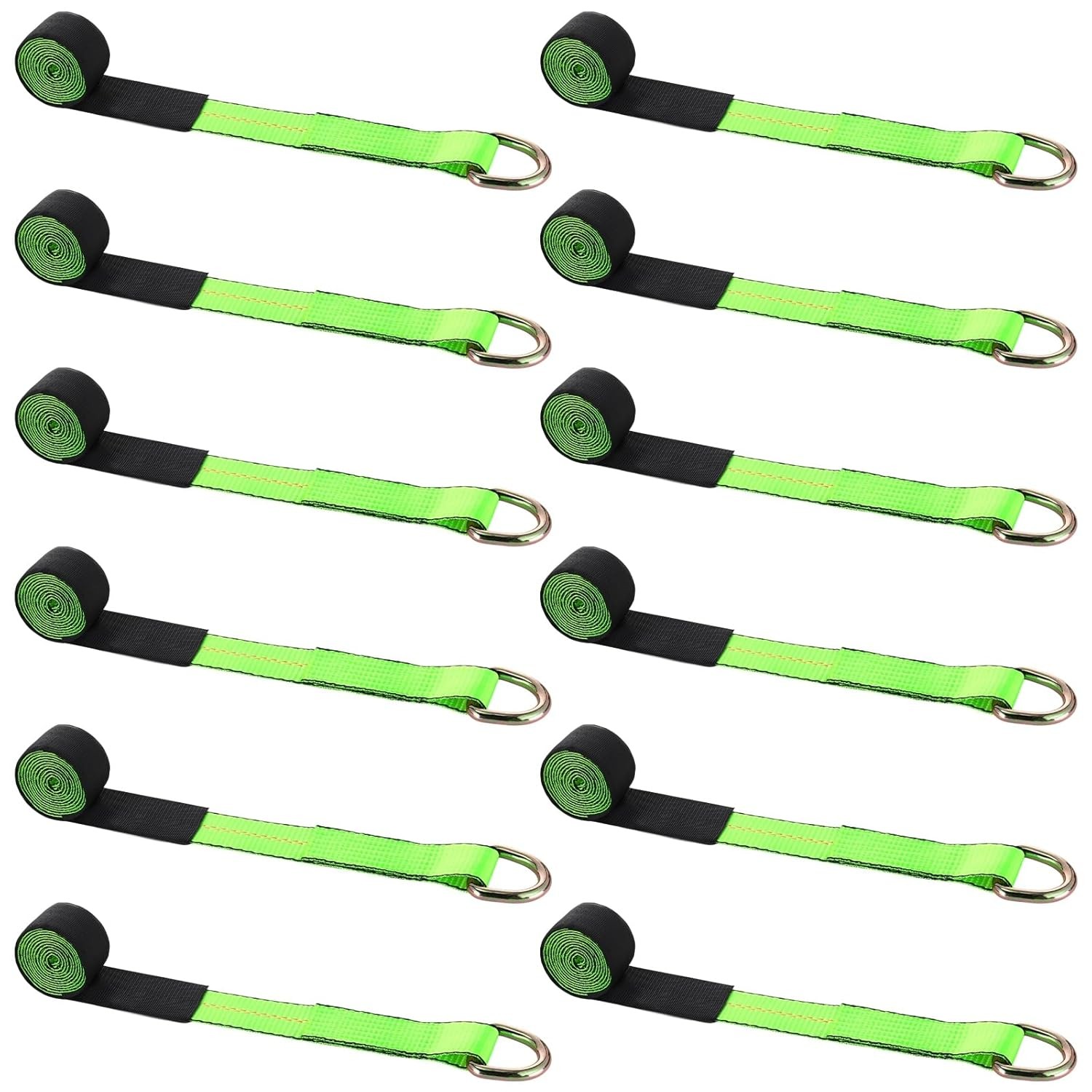 2" x 10ft Heavy Duty Tow Truck Lasso Straps 11,000 Lbs Break Strength D Ring