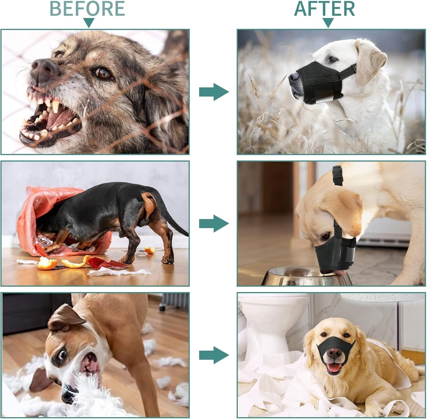 Dog Muzzle Soft Nylon Breathable Adjustable Small Medium Large Pets 4 Colors