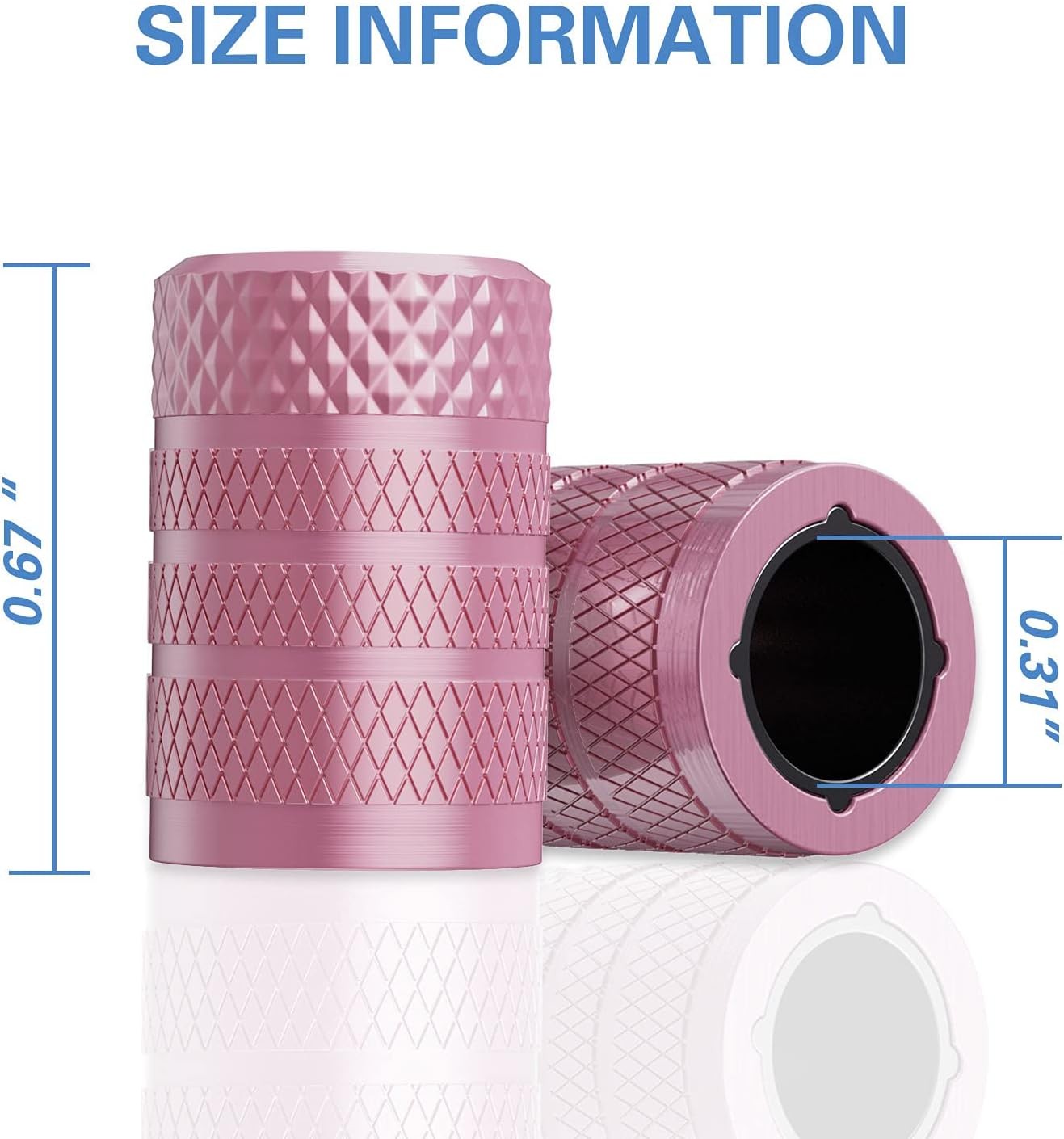 Tire Valve Stem Caps, Pink, 4 pcs/Pack, Anodized Aluminum Tire Valve Cap Set, Co