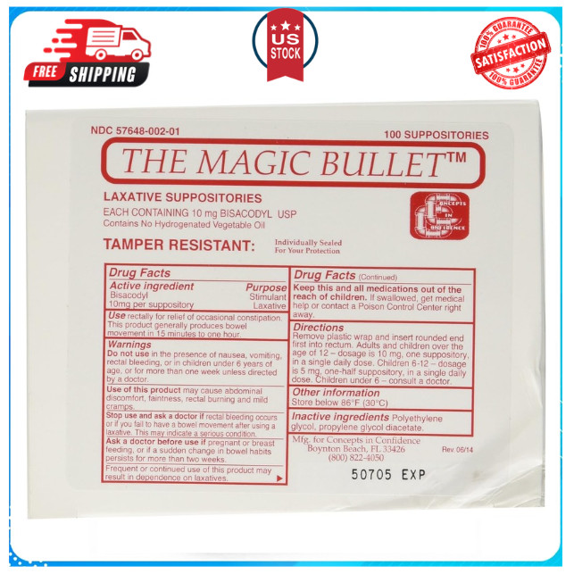 Magic Bullet Suppository Part No. CCMB100 Concepts in Confidence MMED-CICCCMB100