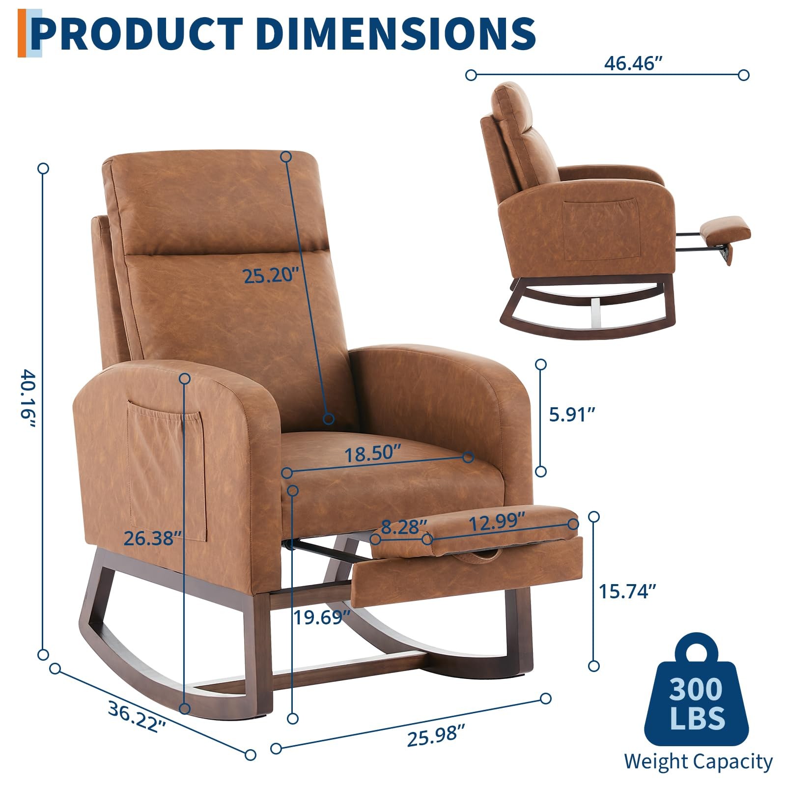 Nursery Rocker Chair ,High Back Upholstered Lounge Chair ,Glider Rocking Chair