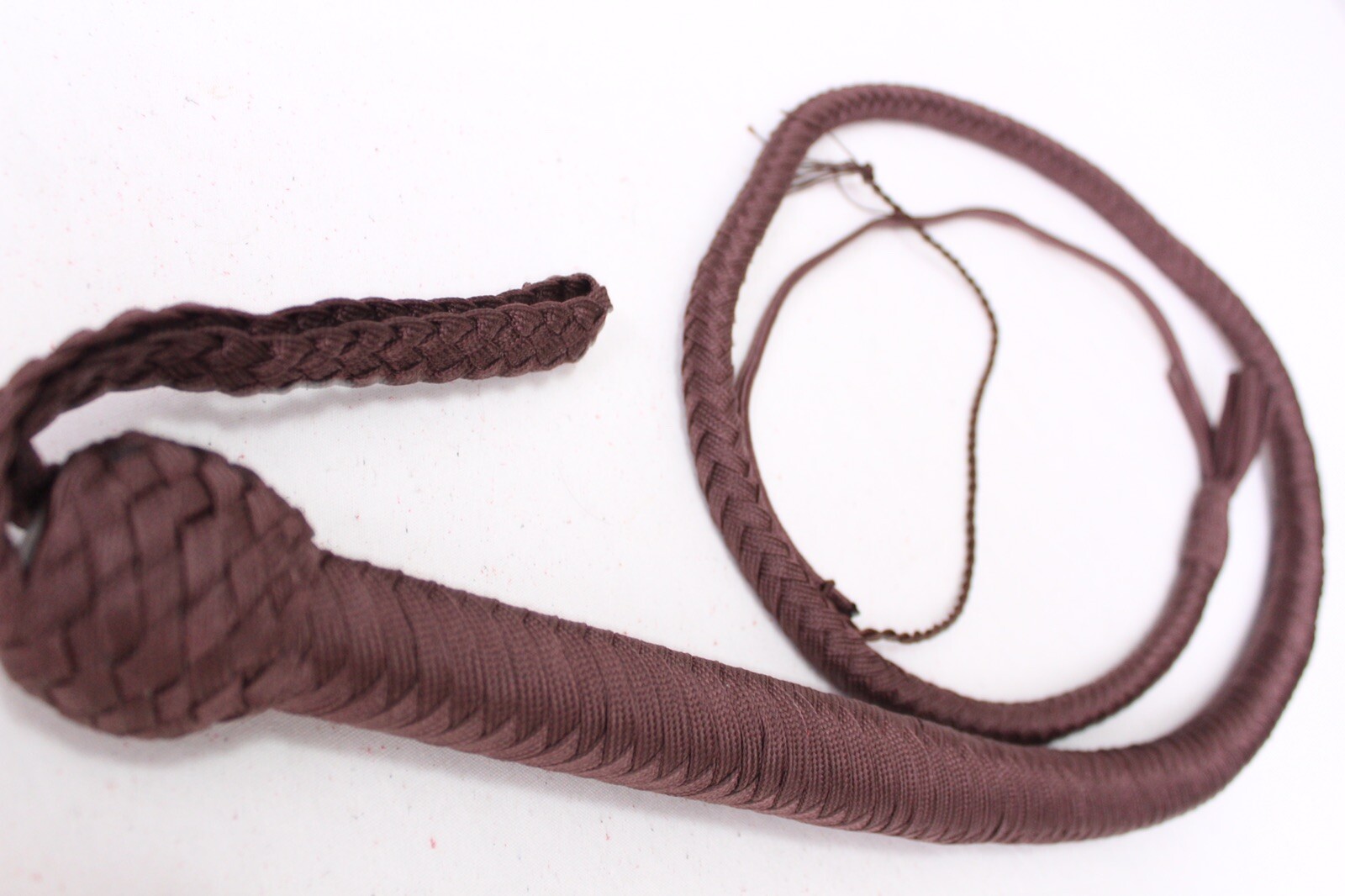 Bullwhip 4 Ft Long, 12 Plaited Nylon Weaving Whip, Dark Brown, Hand Crafted