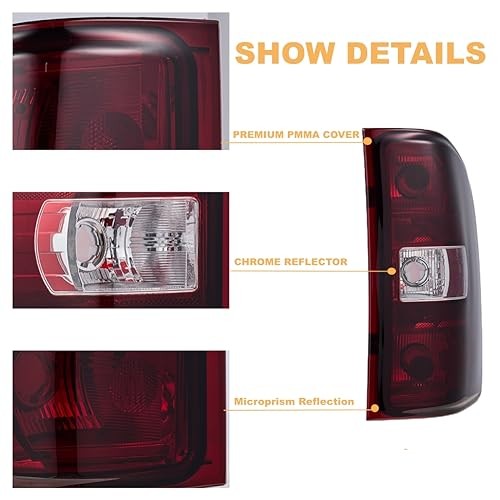 Tail Not Include Bulbs and Wiring Harness Red Smoked Lens-1 Pair(Left+Right)